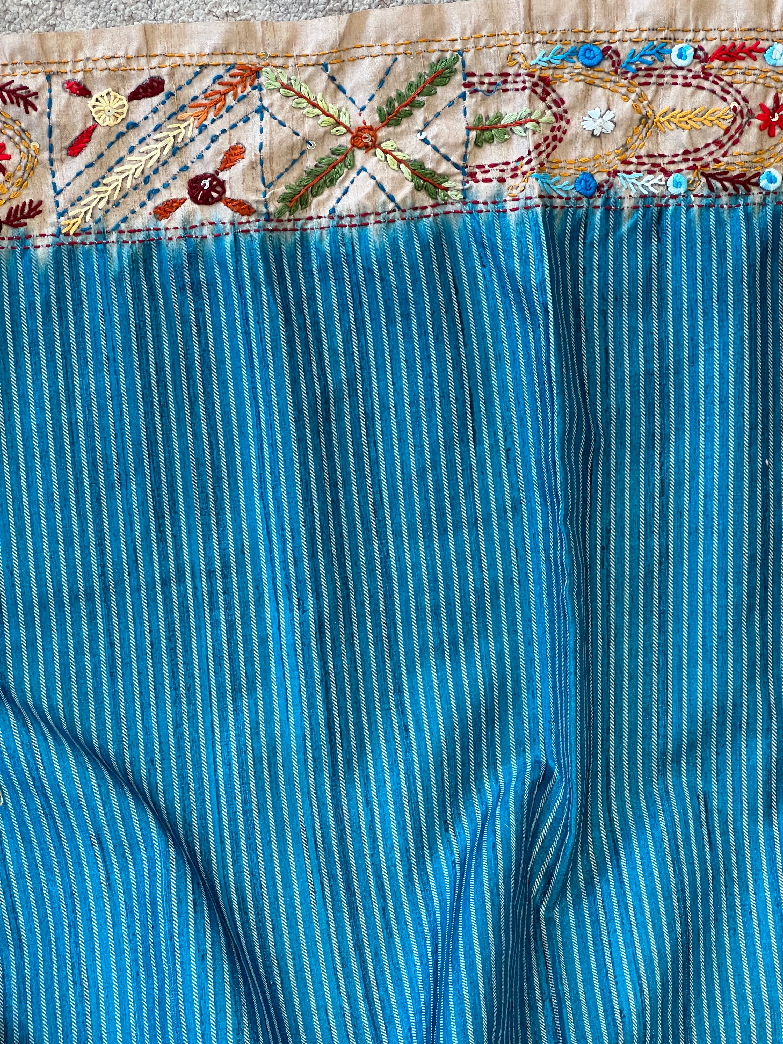 Hand Embroidered Semi Tussar Saree | GAR101