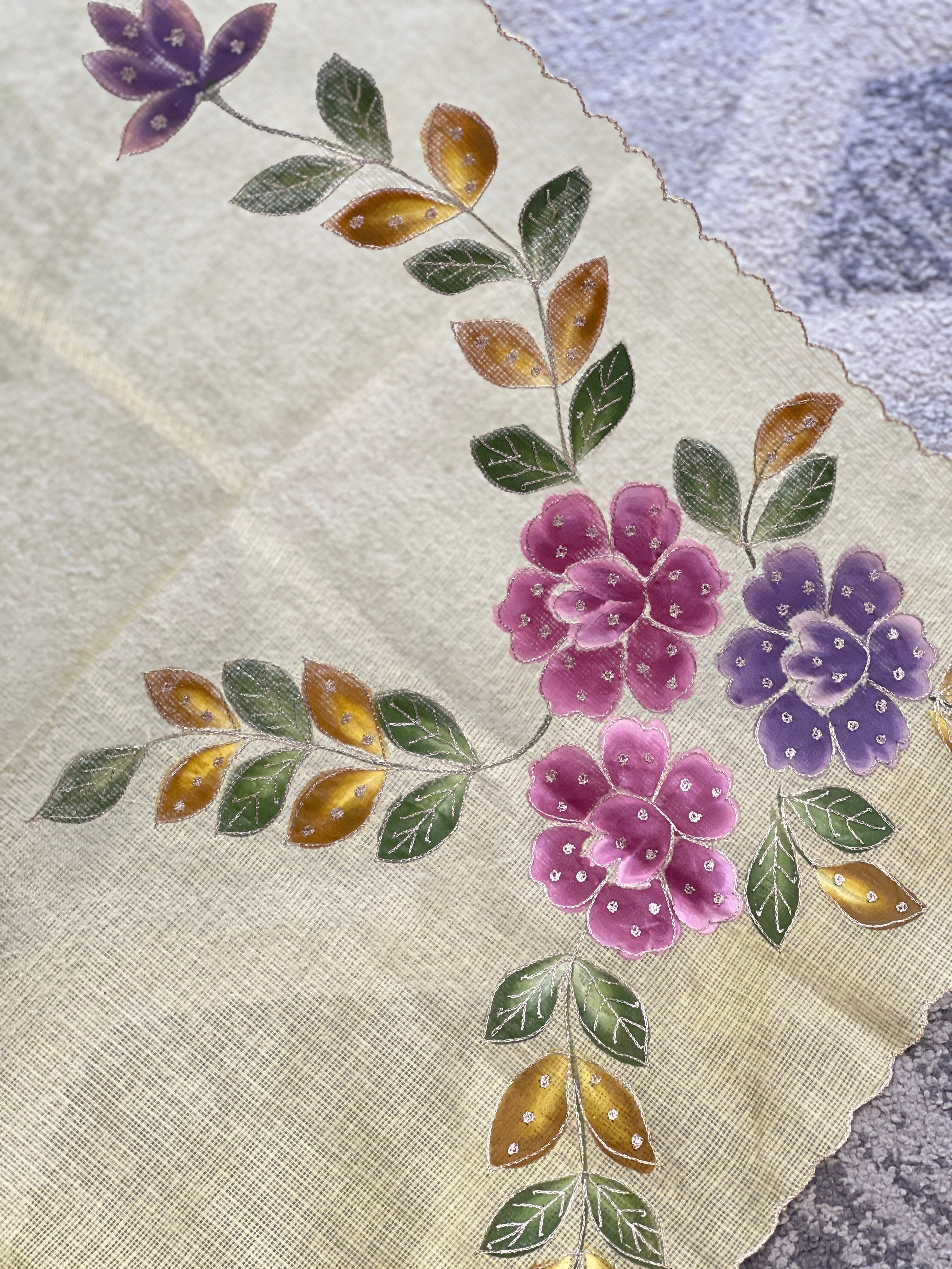 Hand Paint With Pita Work Highlighted Kota Saree  | DVS224