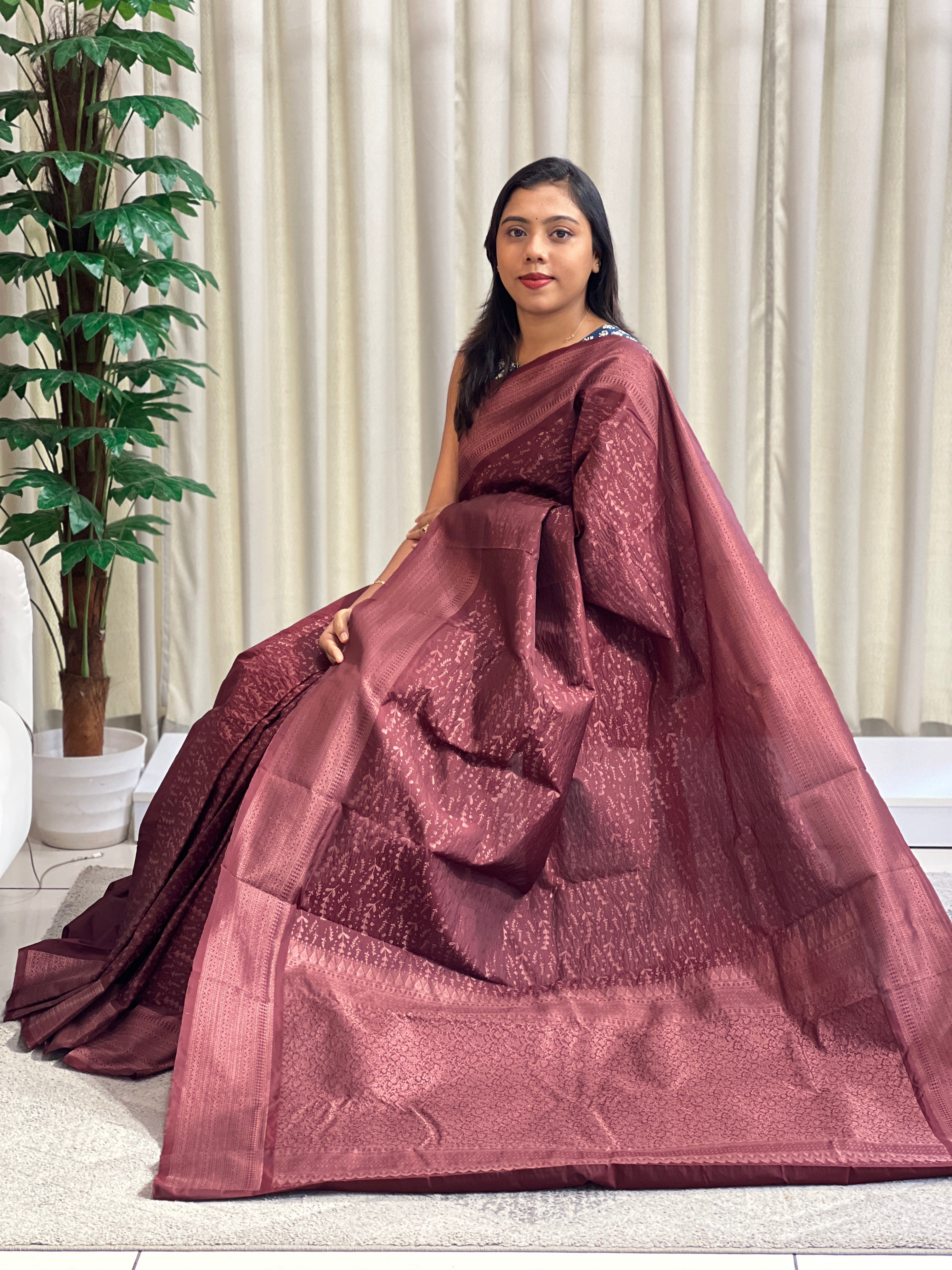 Embossed Weaved Pattern Soft Silk Saree | SEN123