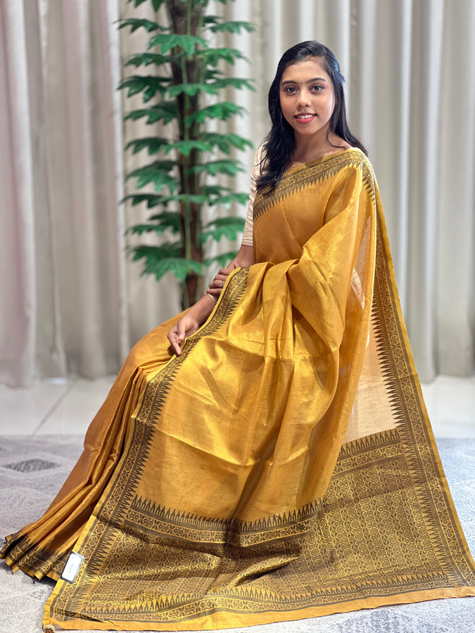 Thread Weaving Pattern Tissue Saree | HT135