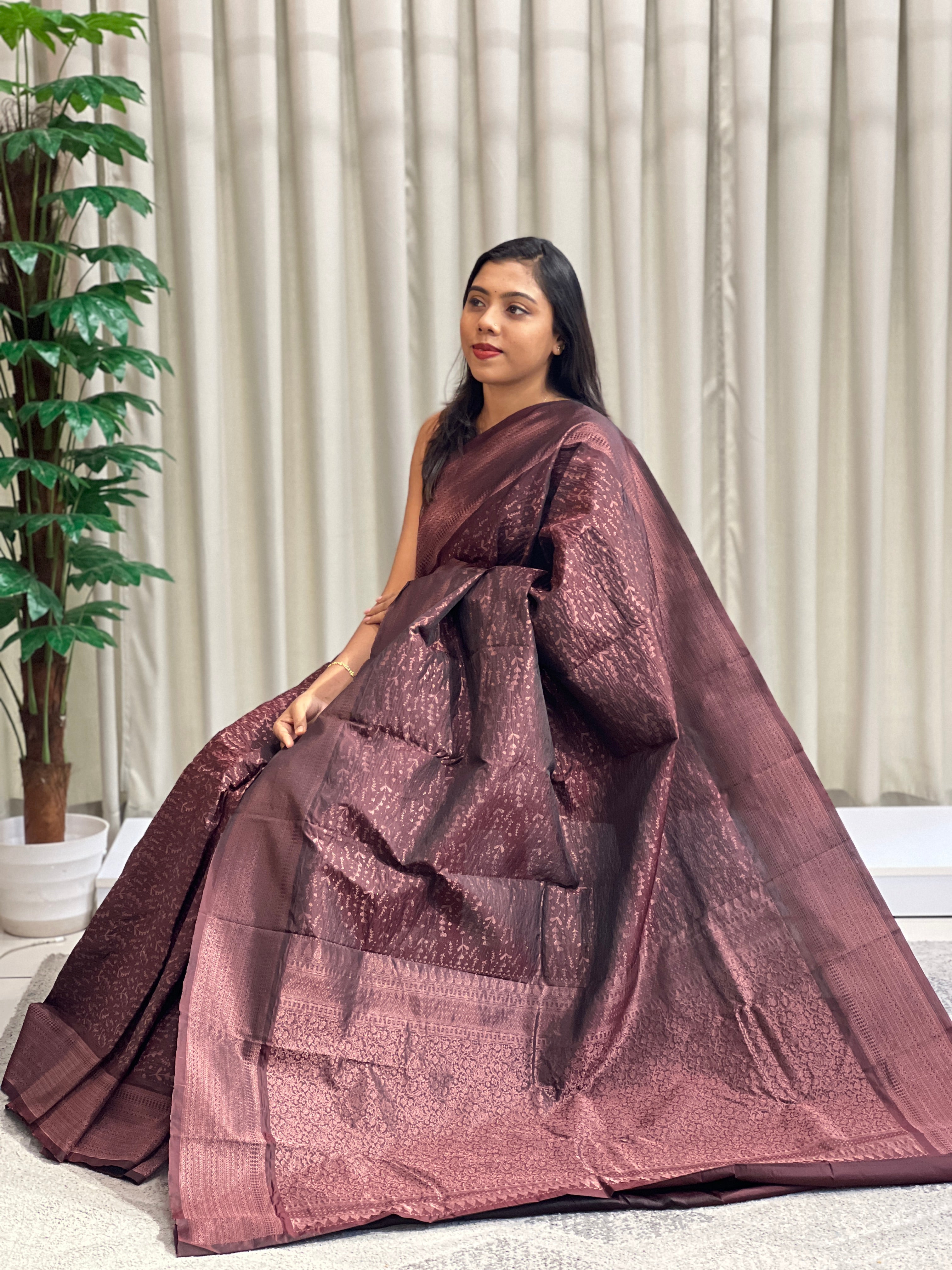 Embossed Weaved Pattern Soft Silk Saree | SEN125