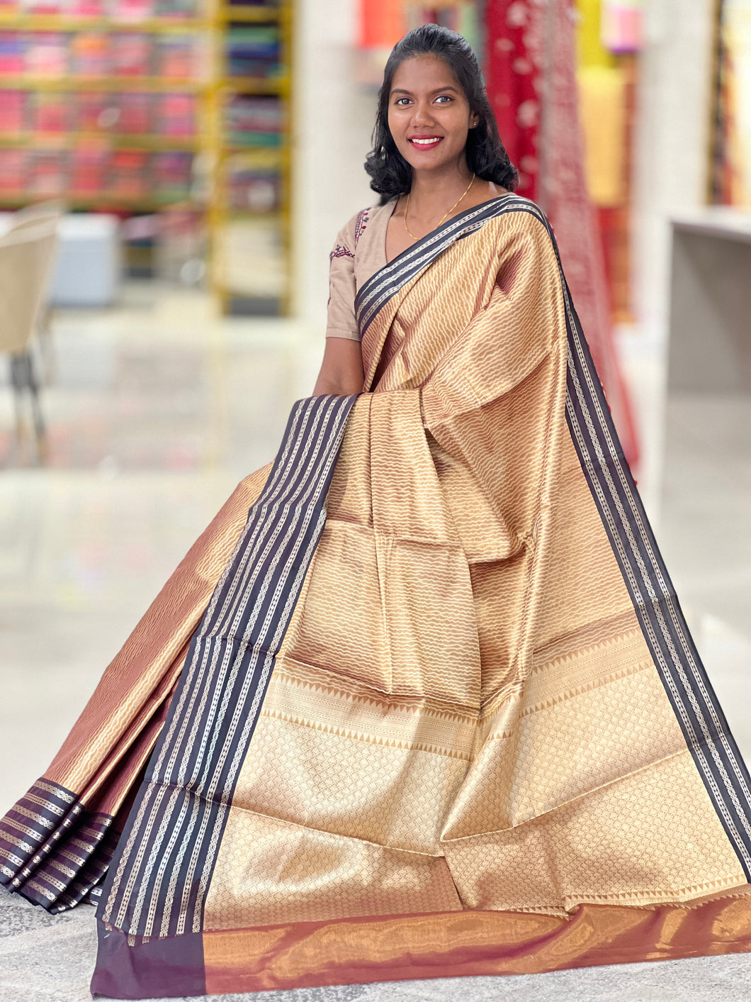 Contrast Border Detailed Zari Woven Tissue Saree | NN211