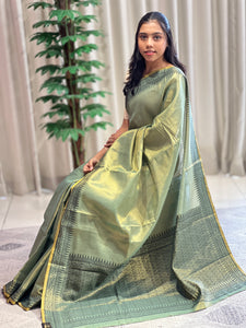 Thread Weaving Pattern Tissue Saree | HT132