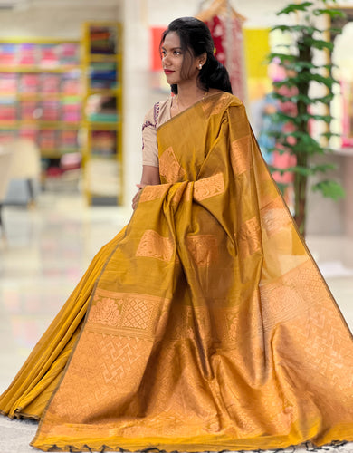 Copper Zari Weaved Semi Silk Saree | KRK505