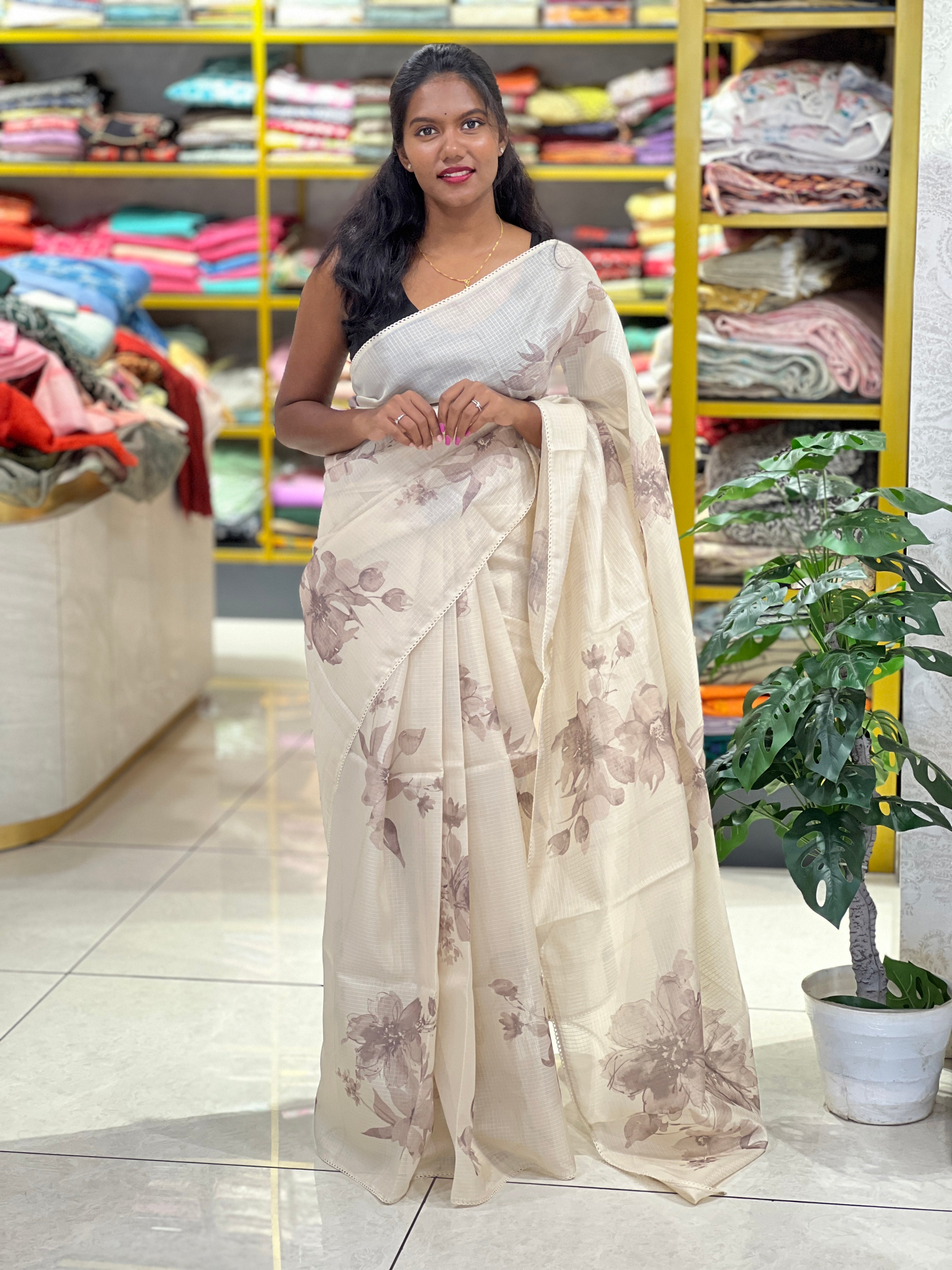 Floral Digital Printed Silky Kota Saree | PKS124