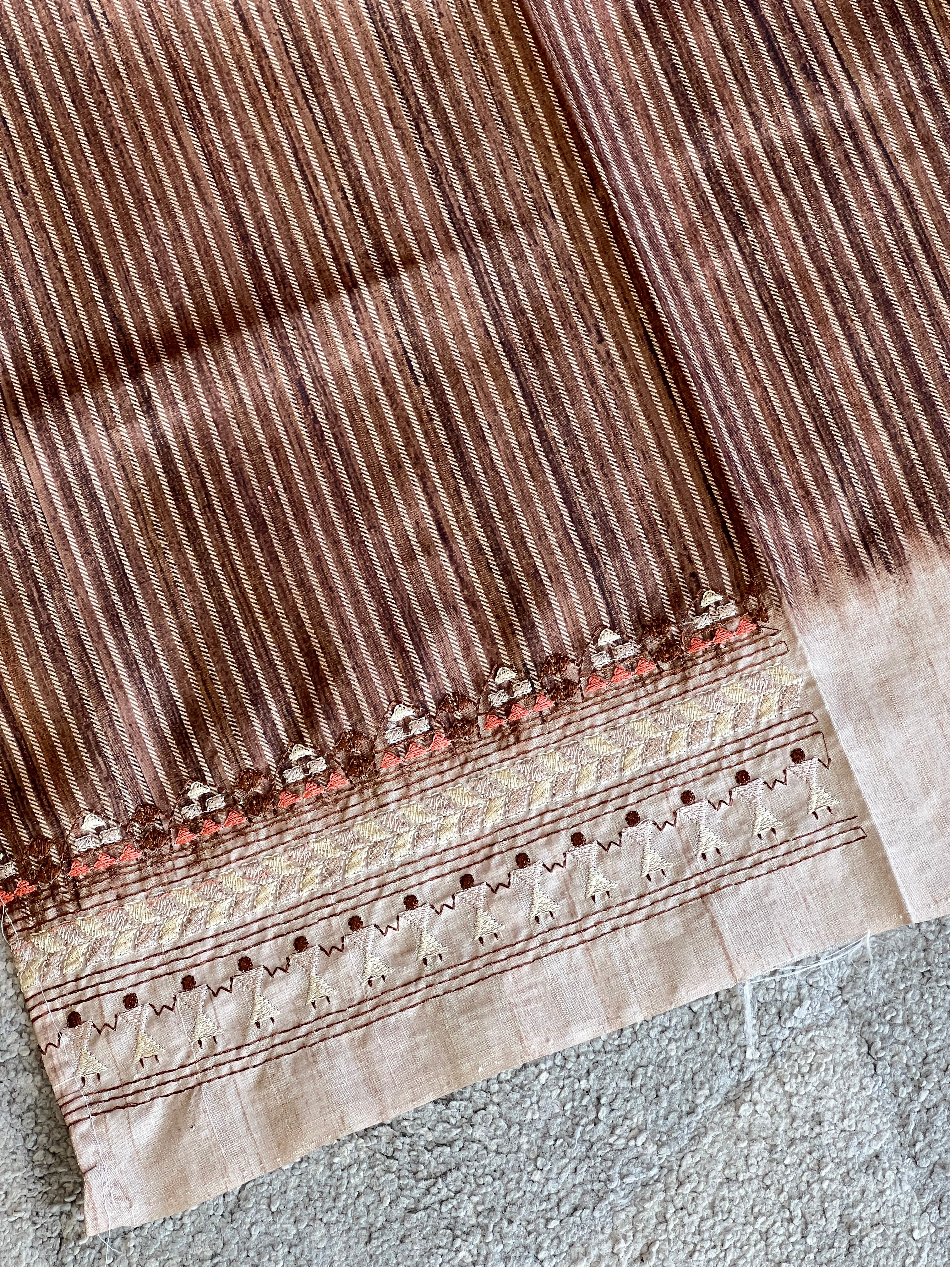 Warli Inspired Semi Tussar Saree | GAR126