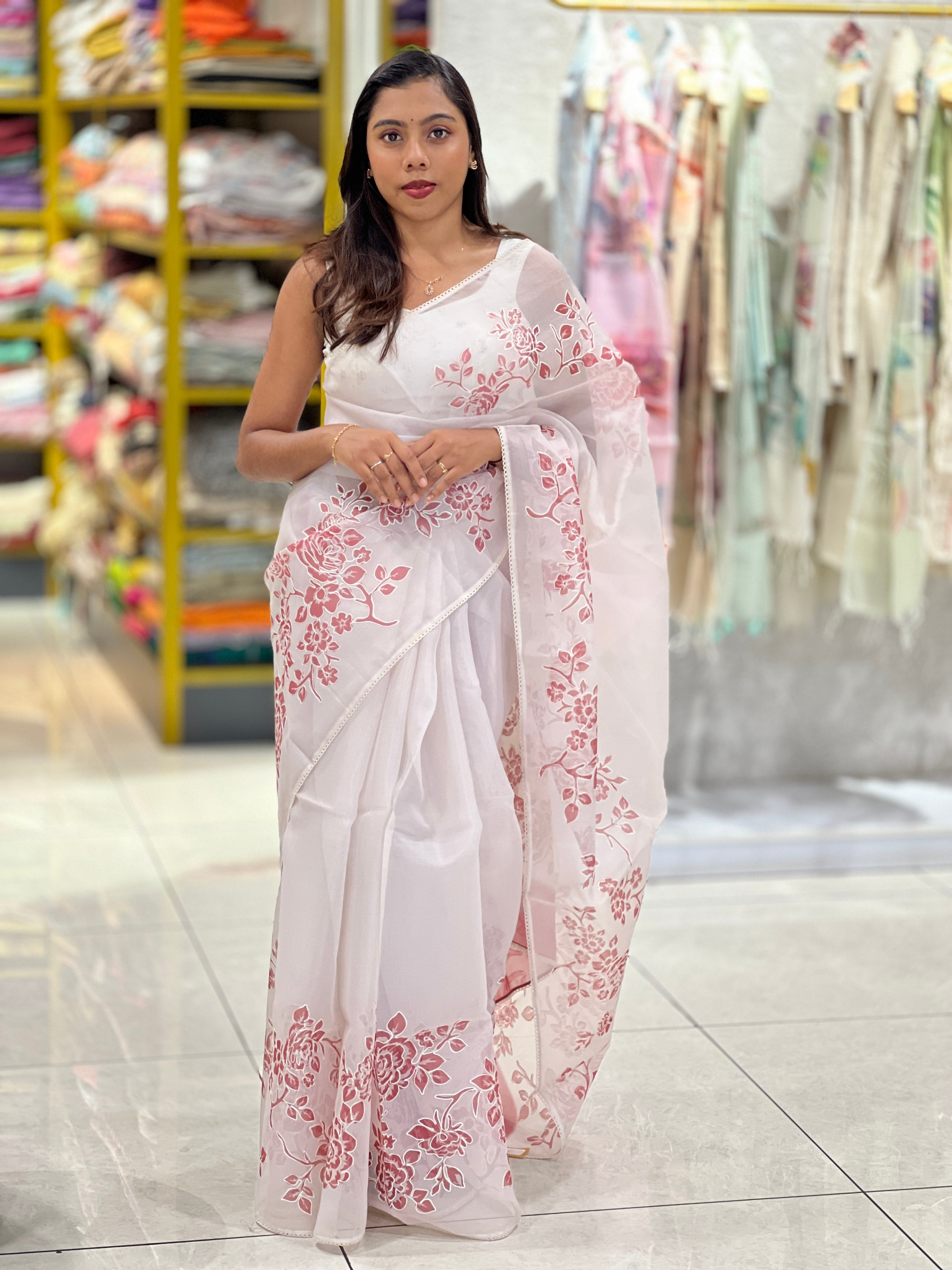 Floral Digital Printed Organza Saree | PKS120