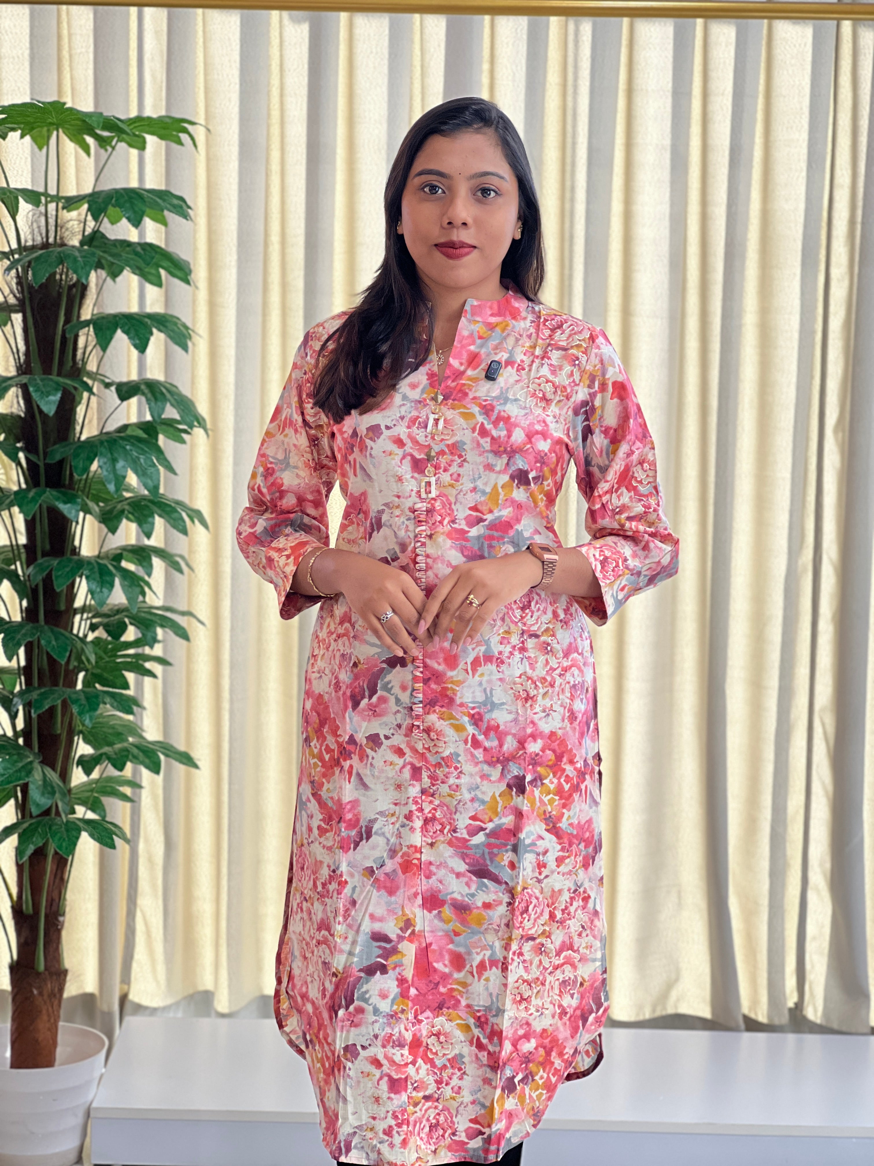 Floral Printed Pattern Rayon Kurta | AFD112