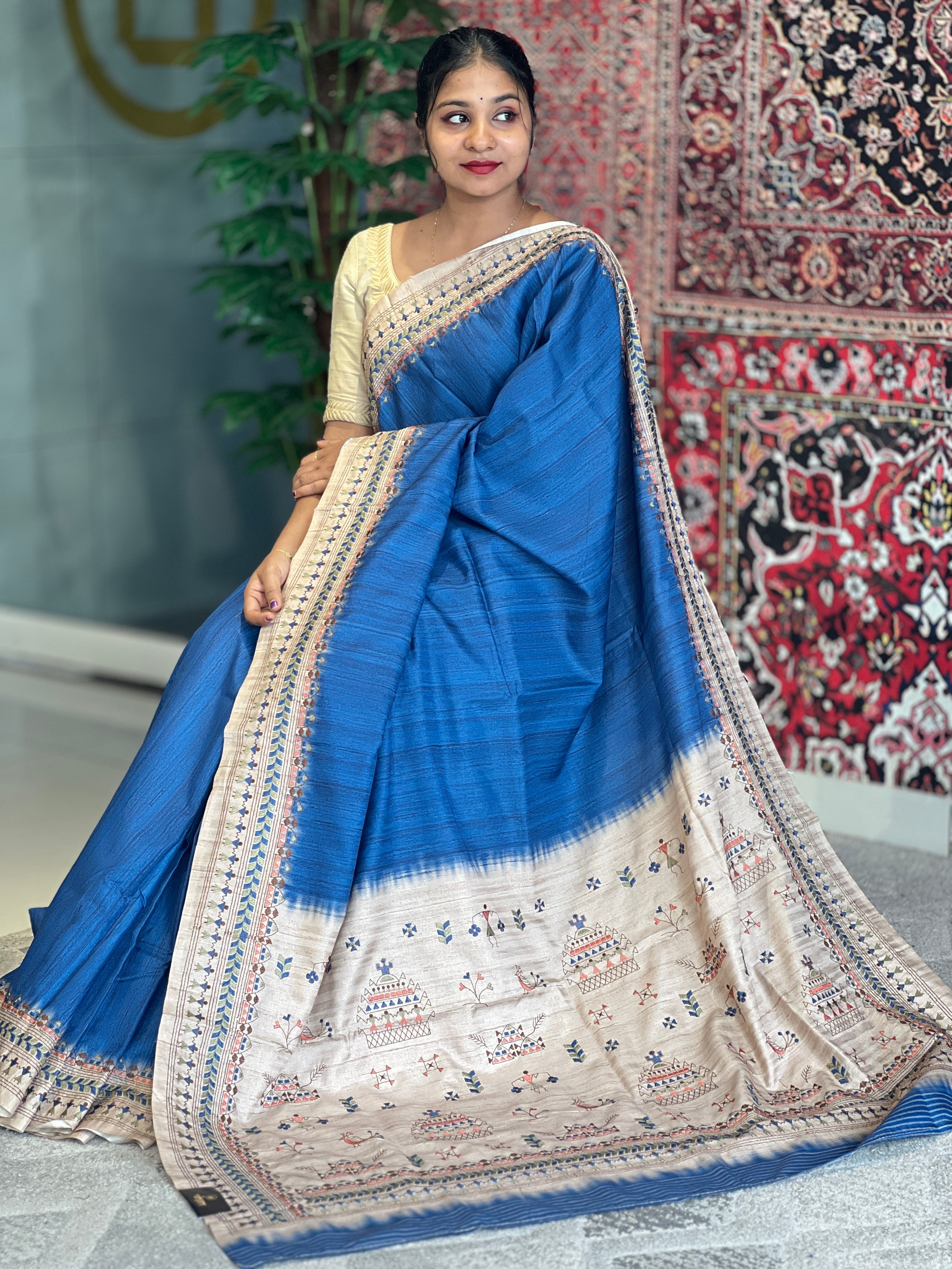 Warli Inspired Semi Tussar Saree | GAR125