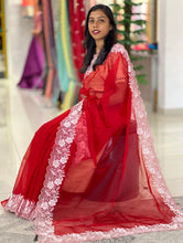 Floral Embroidery With Cutwork Detailed Organza Saree | RP591