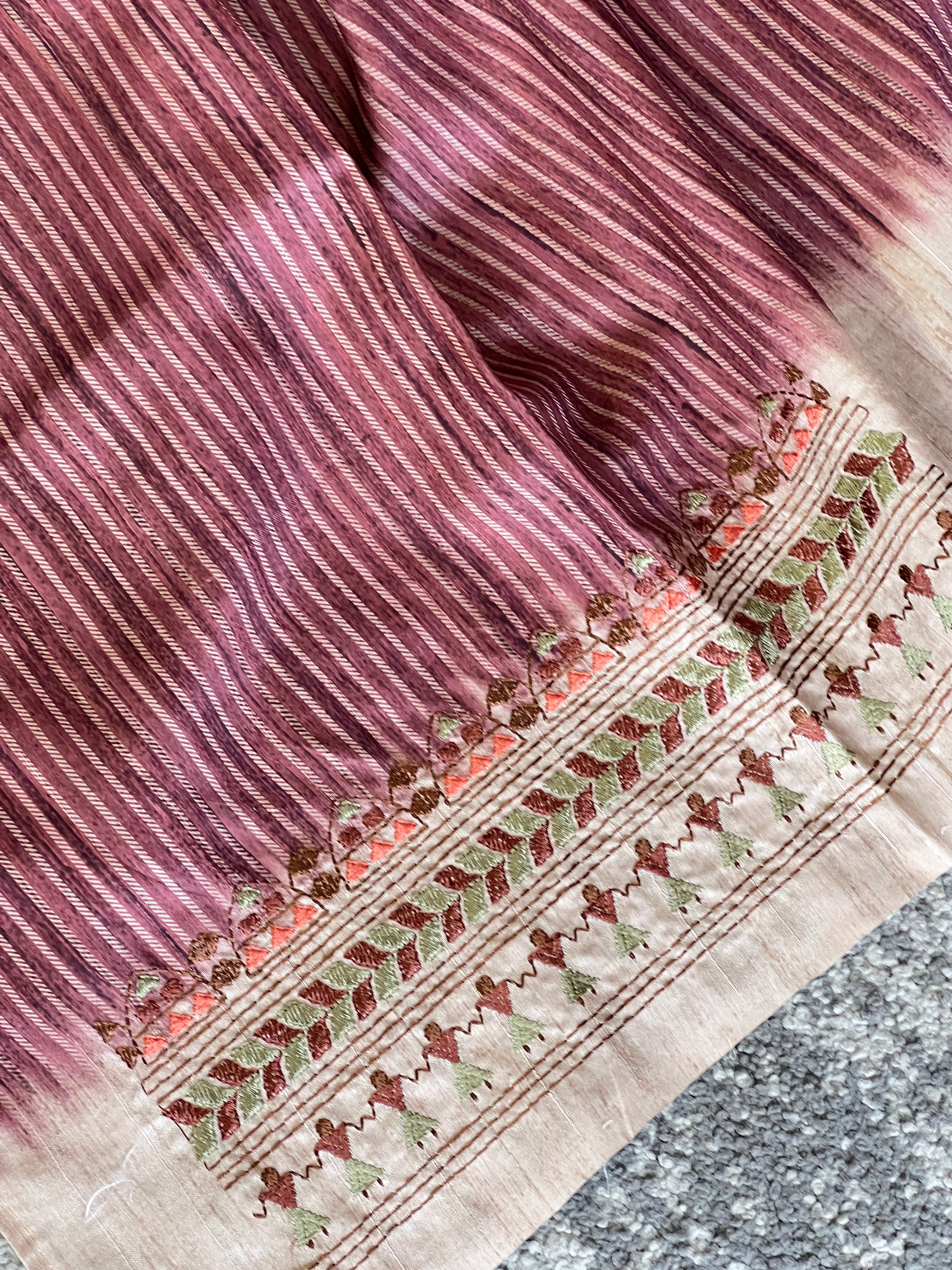 Warli Inspired Semi Tussar Saree | GAR124