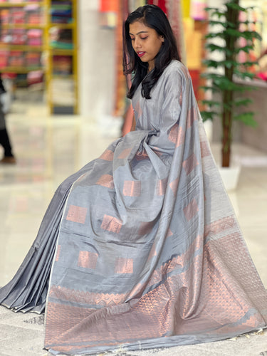 Copper Zari Butta Weaved Semi Silk Saree | KRK503