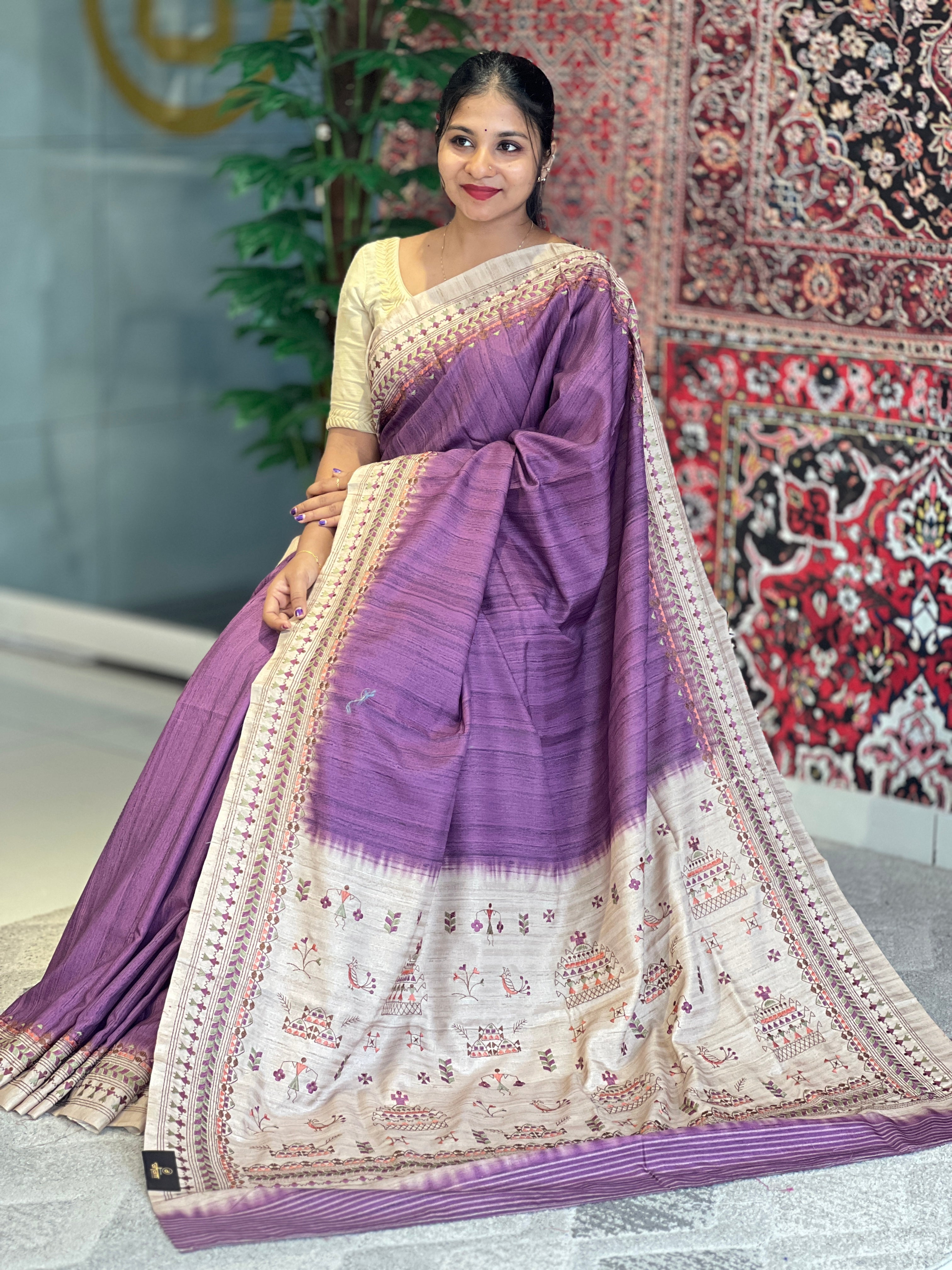 Warli Inspired Semi Tussar Saree | GAR123