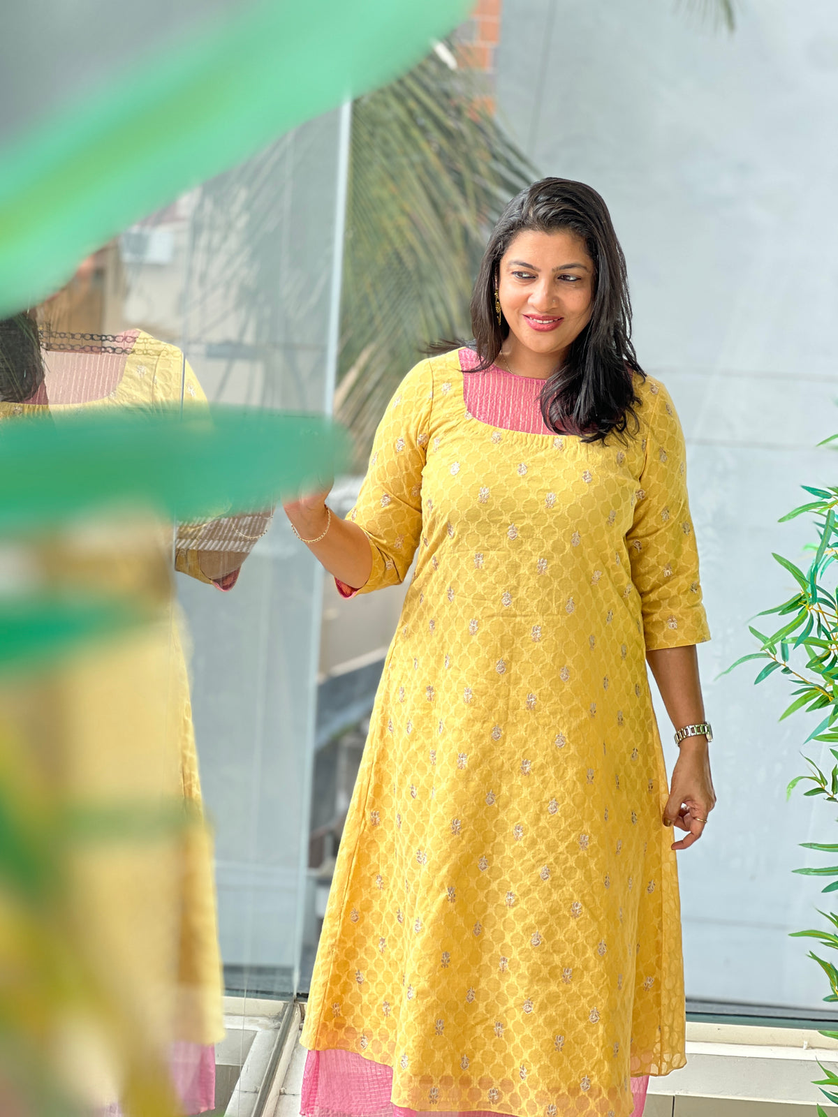 Banarasi Floral Elegance Chanderi Dress  | DN837