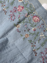 Floral Machine Embroidery Semi Tussar Saree | DVS215