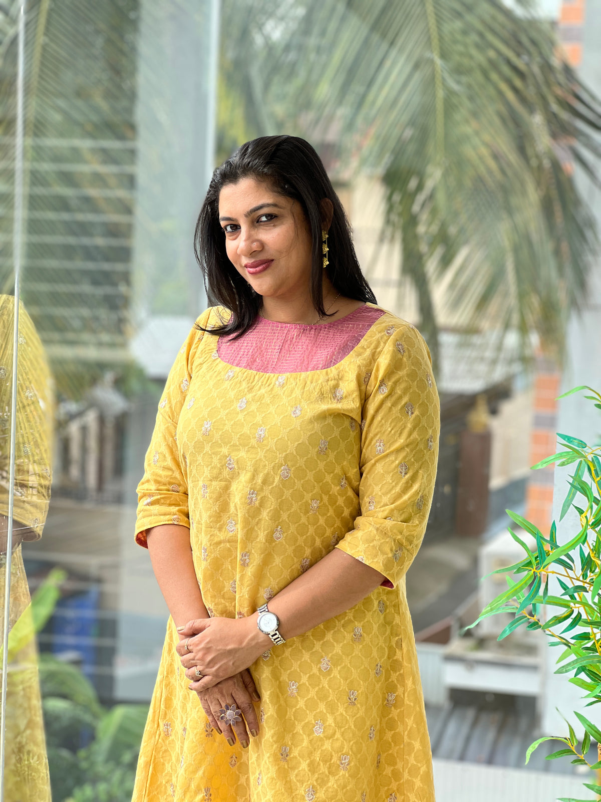 Banarasi Floral Elegance Chanderi Dress  | DN837