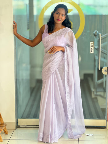 Shimmer Crushed Organza Saree | SBP304