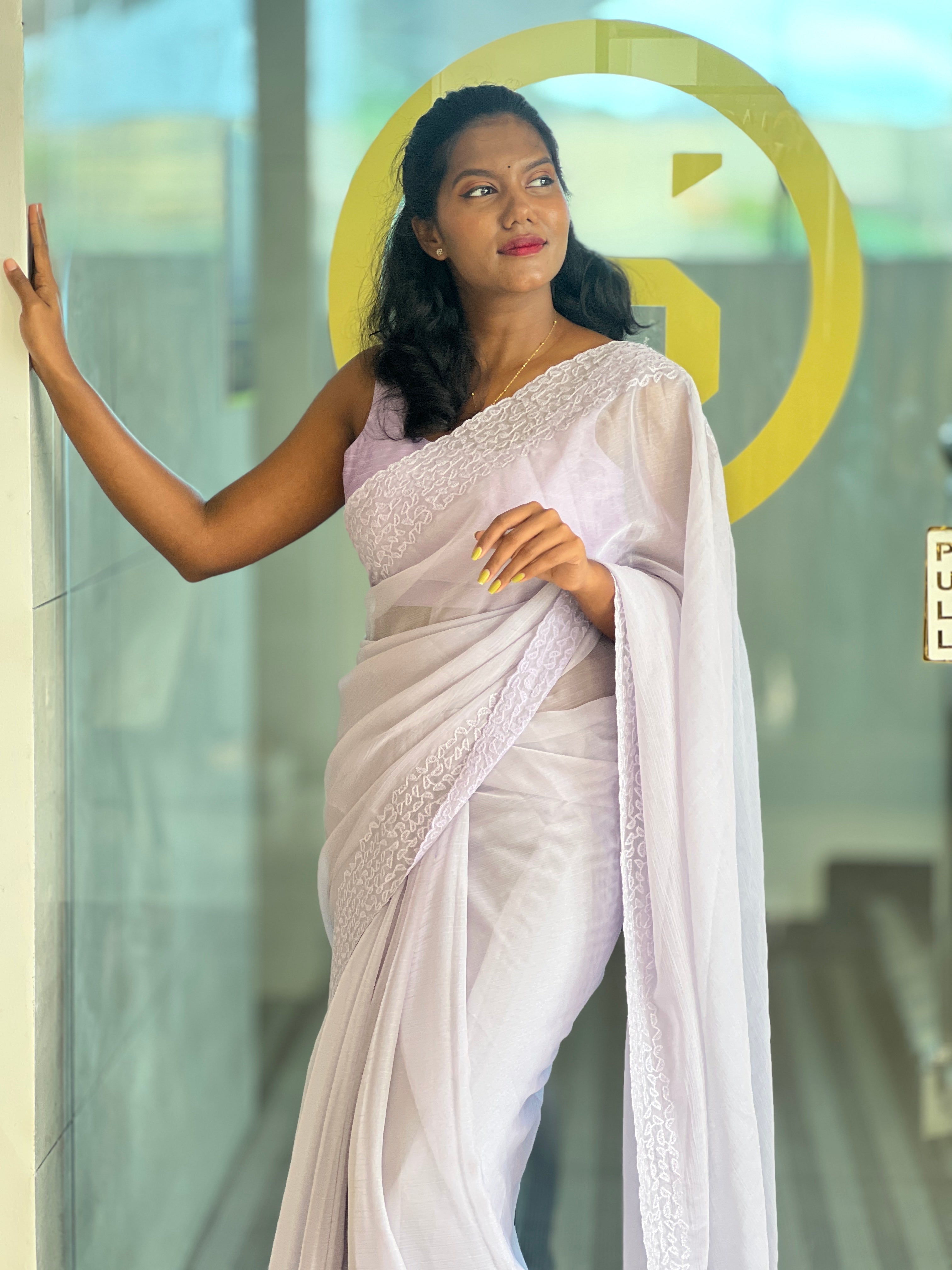 Shimmer Crushed Organza Saree | SBP304