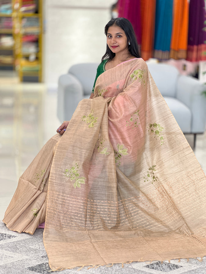 Machine Floral Embroidered Bhagalpuri Saree | DLS295