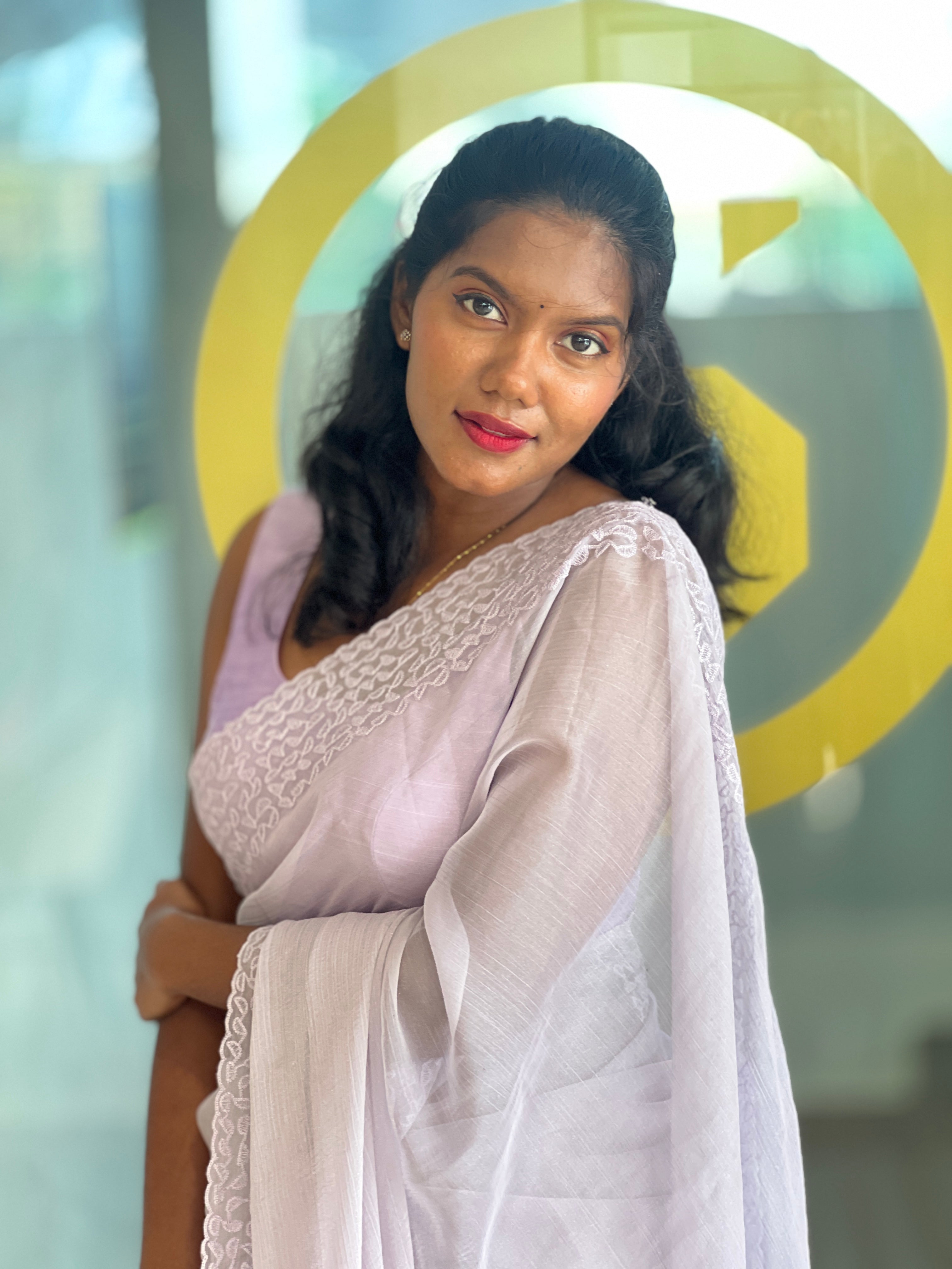 Shimmer Crushed Organza Saree | SBP304