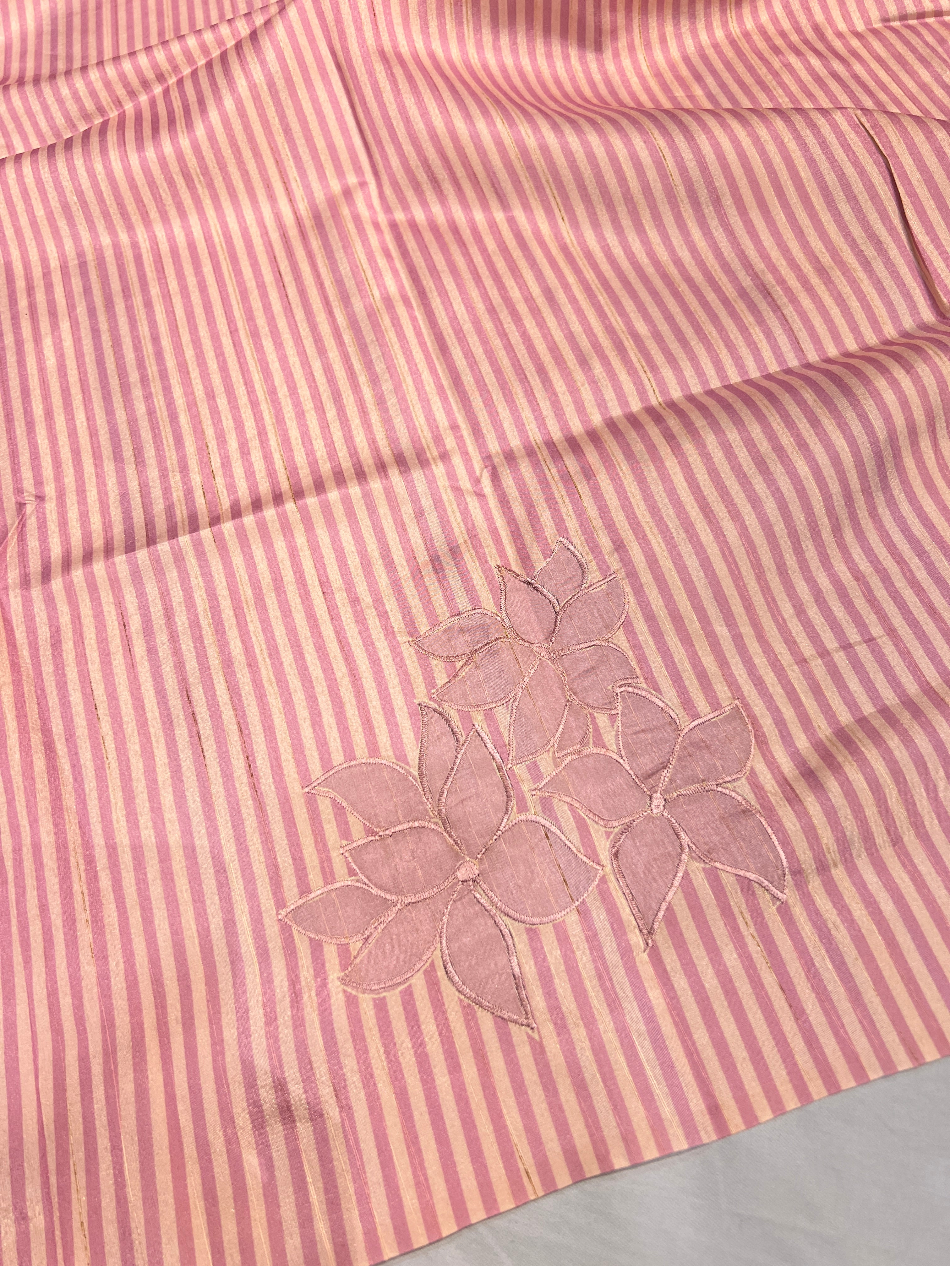 Floral Applique Placement Detailed Semi Tussar Saree | HT271