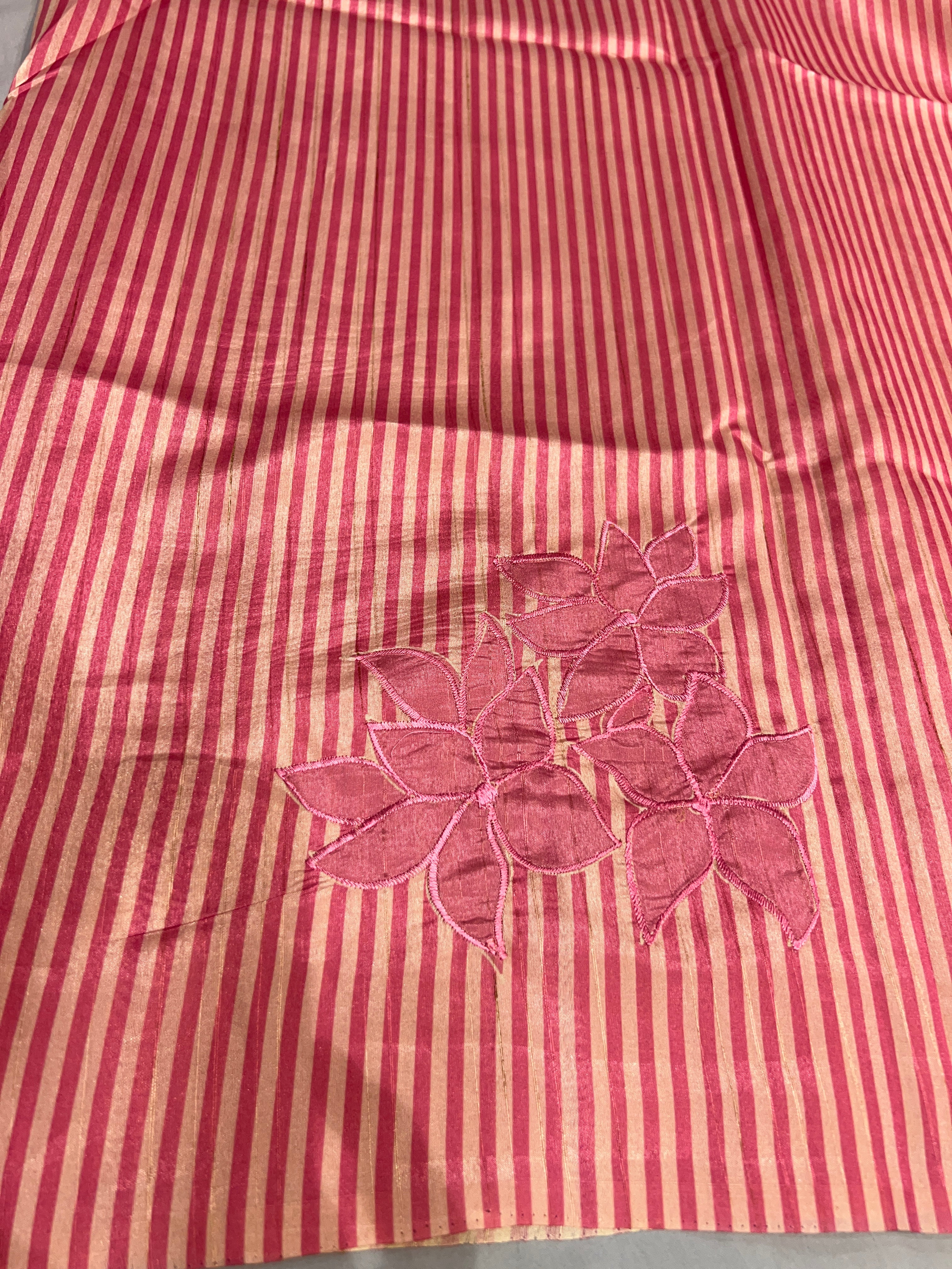 Floral Applique Placement Detailed Semi Tussar Saree | HT272