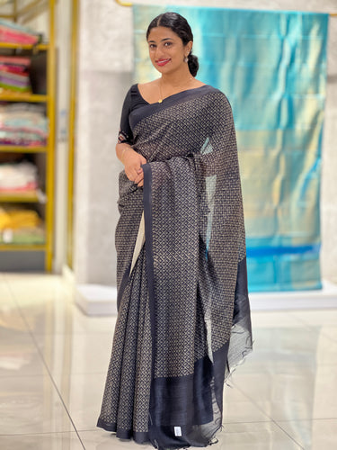 Screen Printed Muga Tussar Saree | YNG148