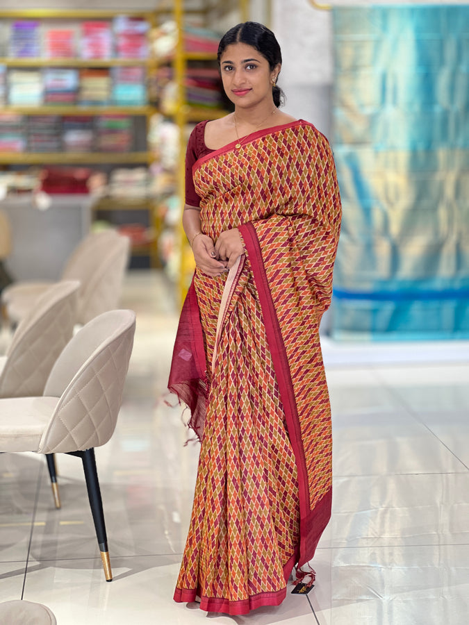 Multicolor Weaved Muga Tussar Saree | YNG147