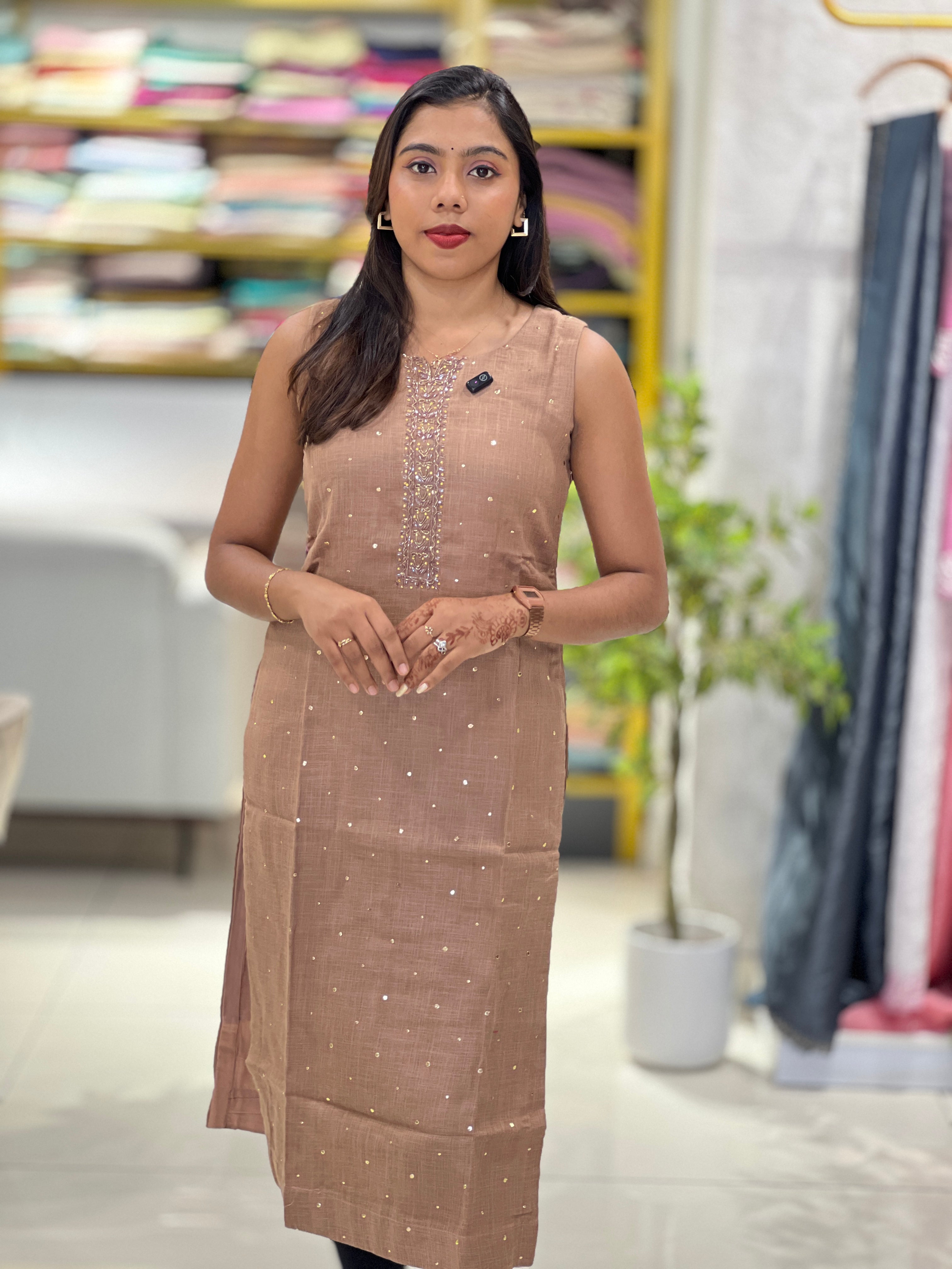 Handwork Detailed Linen Cotton Kurta | NAI208