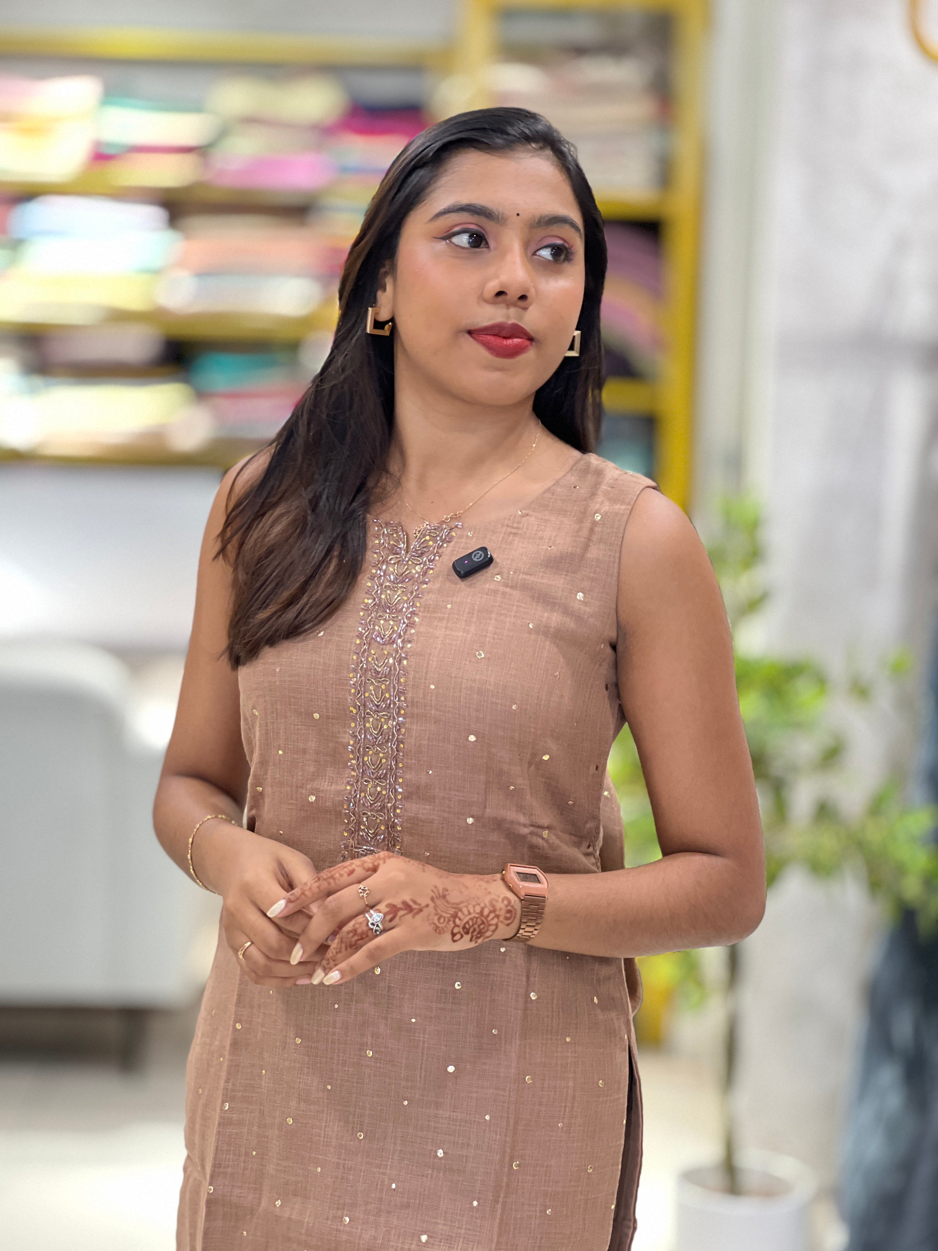 Handwork Detailed Linen Cotton Kurta | NAI208