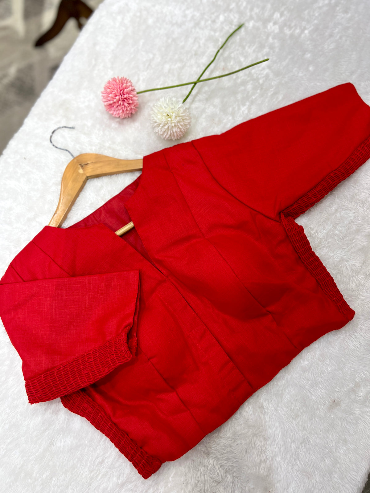Solid Pattern Bhagalpuri Slub Cotton Ready-Made Blouse | SAA103