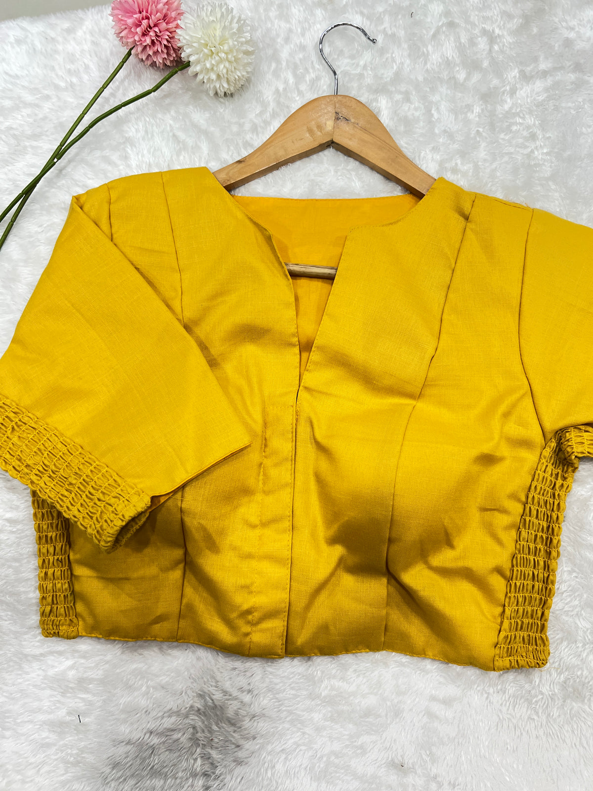 Solid Pattern Bhagalpuri Slub Cotton Ready-Made Blouse | SAA107