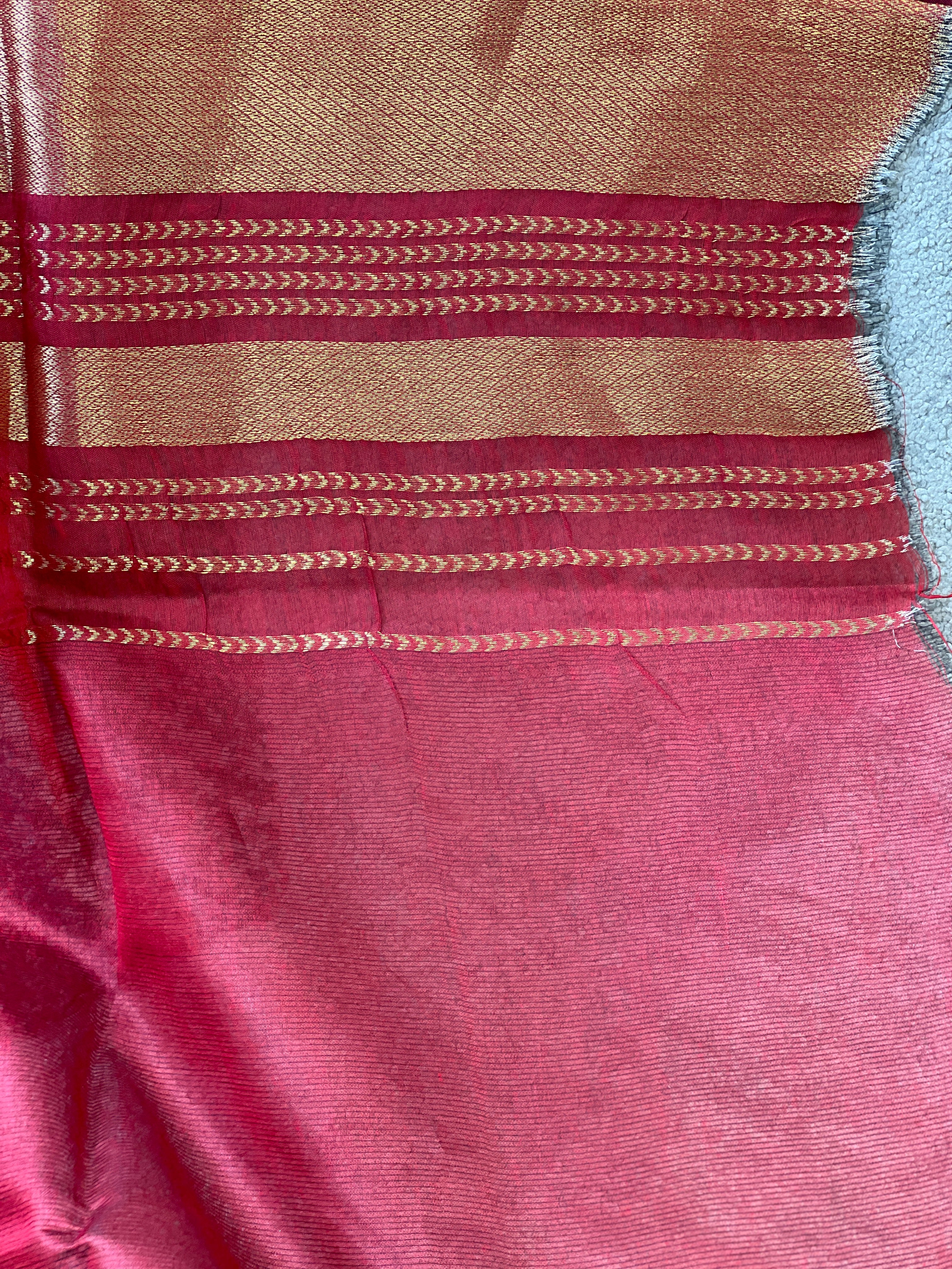 Golden Zari Detailed Bhagalpuri Linen Saree | NHH478