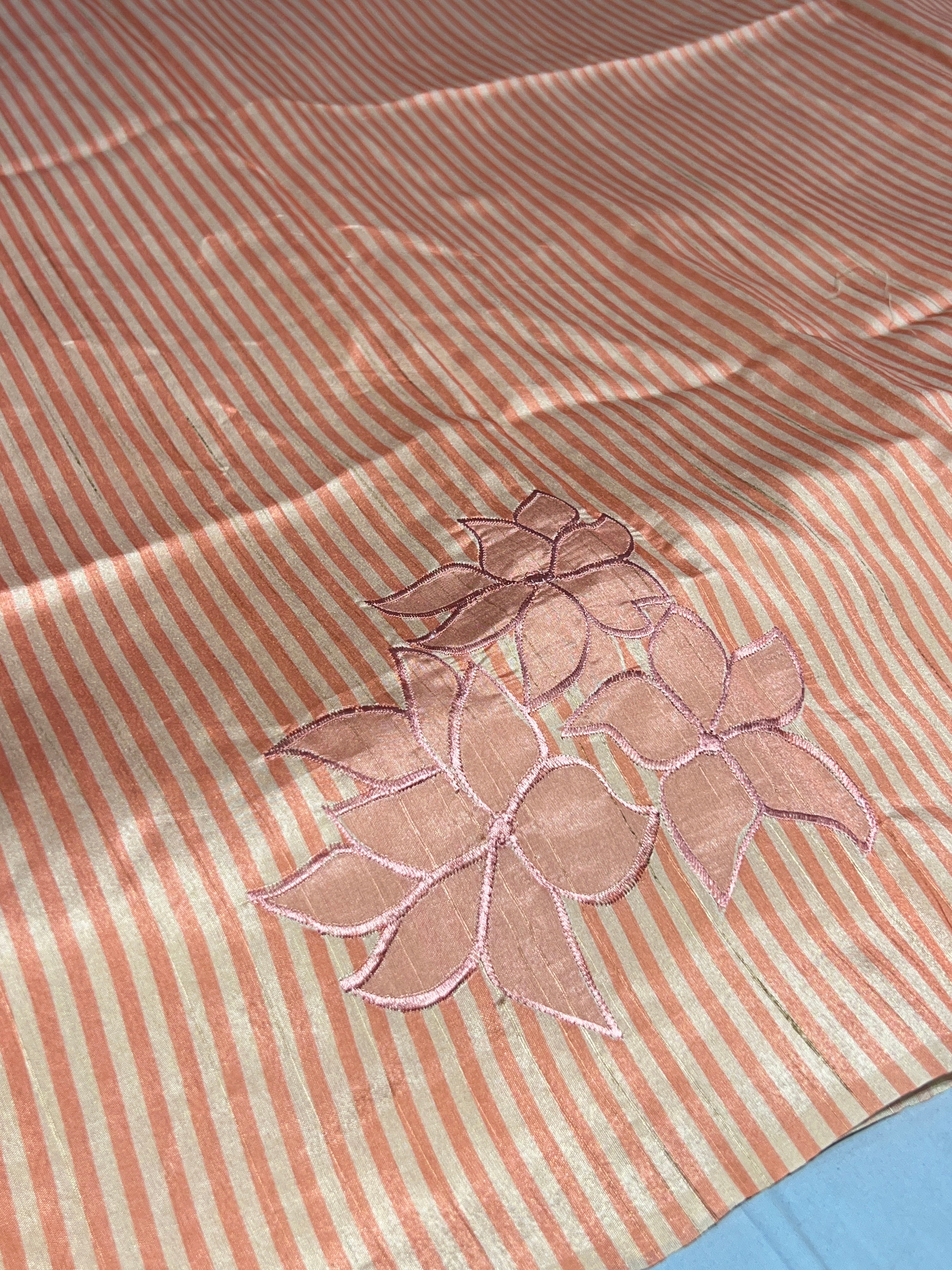 Floral Applique Placement Detailed Semi Tussar Saree | HT270