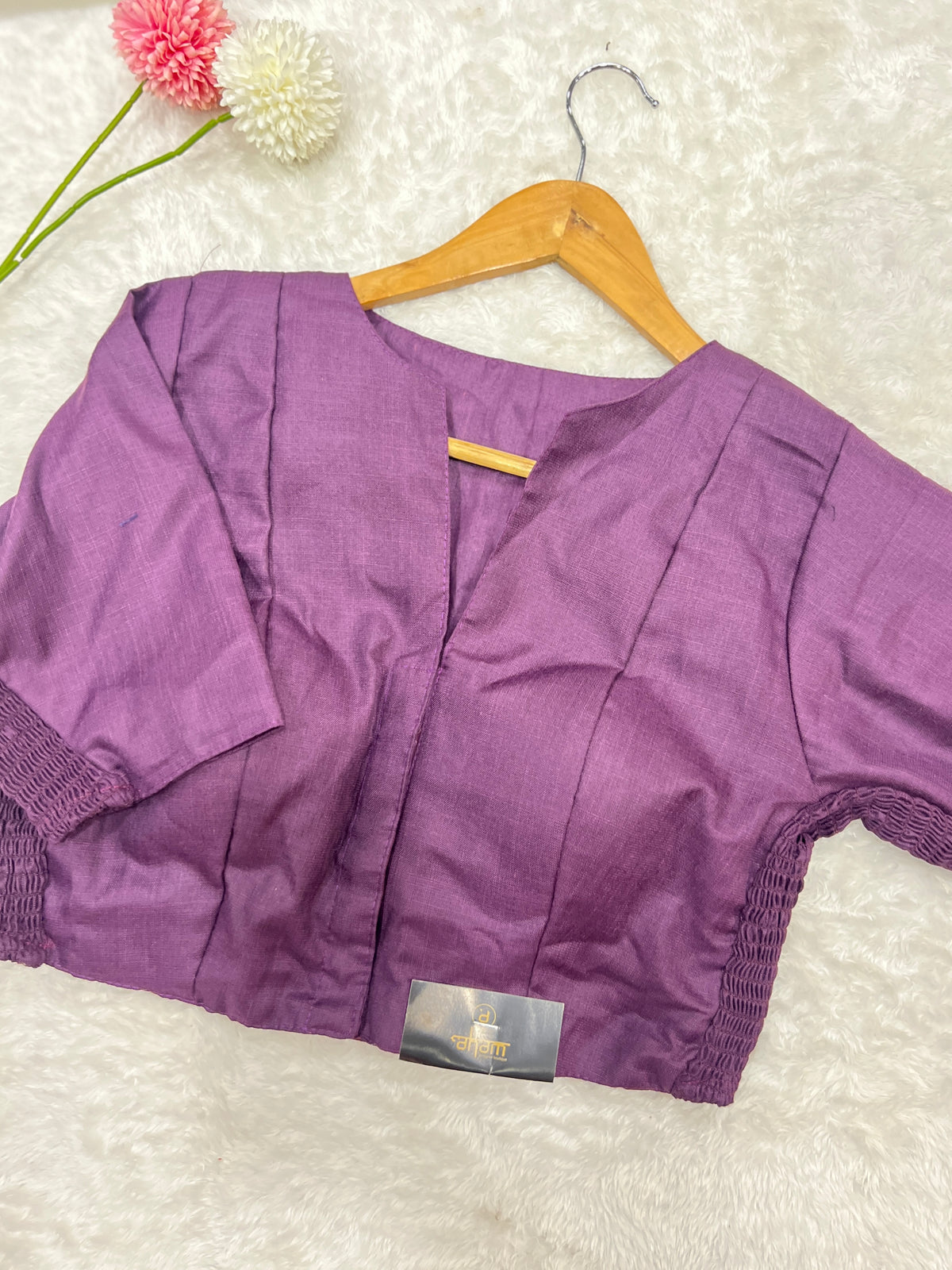 Solid Pattern Bhagalpuri Slub Cotton Ready-Made Blouse | SAA104