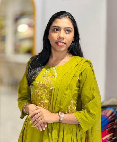 Embroidery With Sequence Highlighted Cotton Kurta Set | KIA129