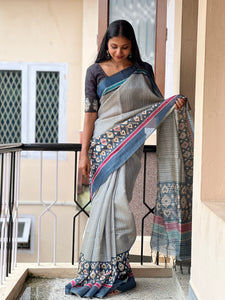 Printed Geecha Tussar Finish Saree | GMS158