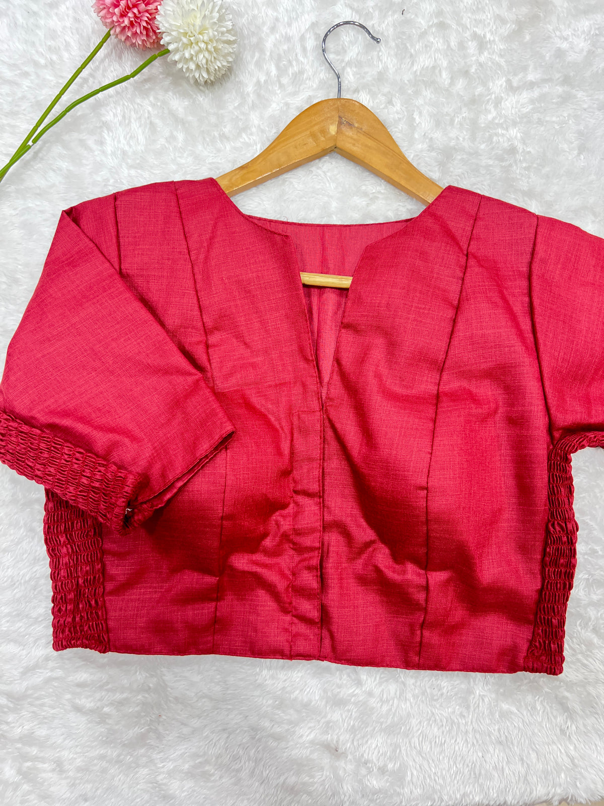 Solid Pattern Bhagalpuri Slub Cotton Ready-Made Blouse | SAA106