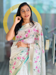Floral Digital Printed Silky Kota Saree | HT198