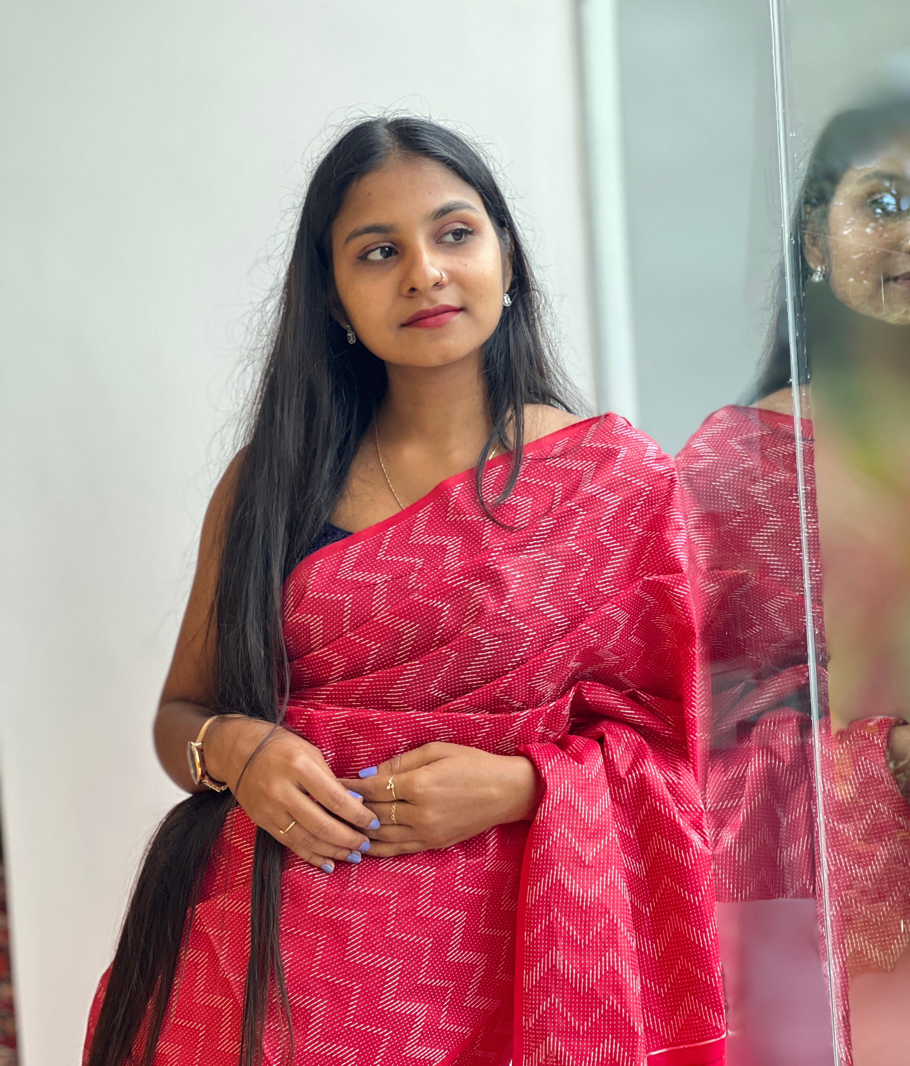 Kantha Weaving Style Bhagalpuri Linen Saree  | DLS285