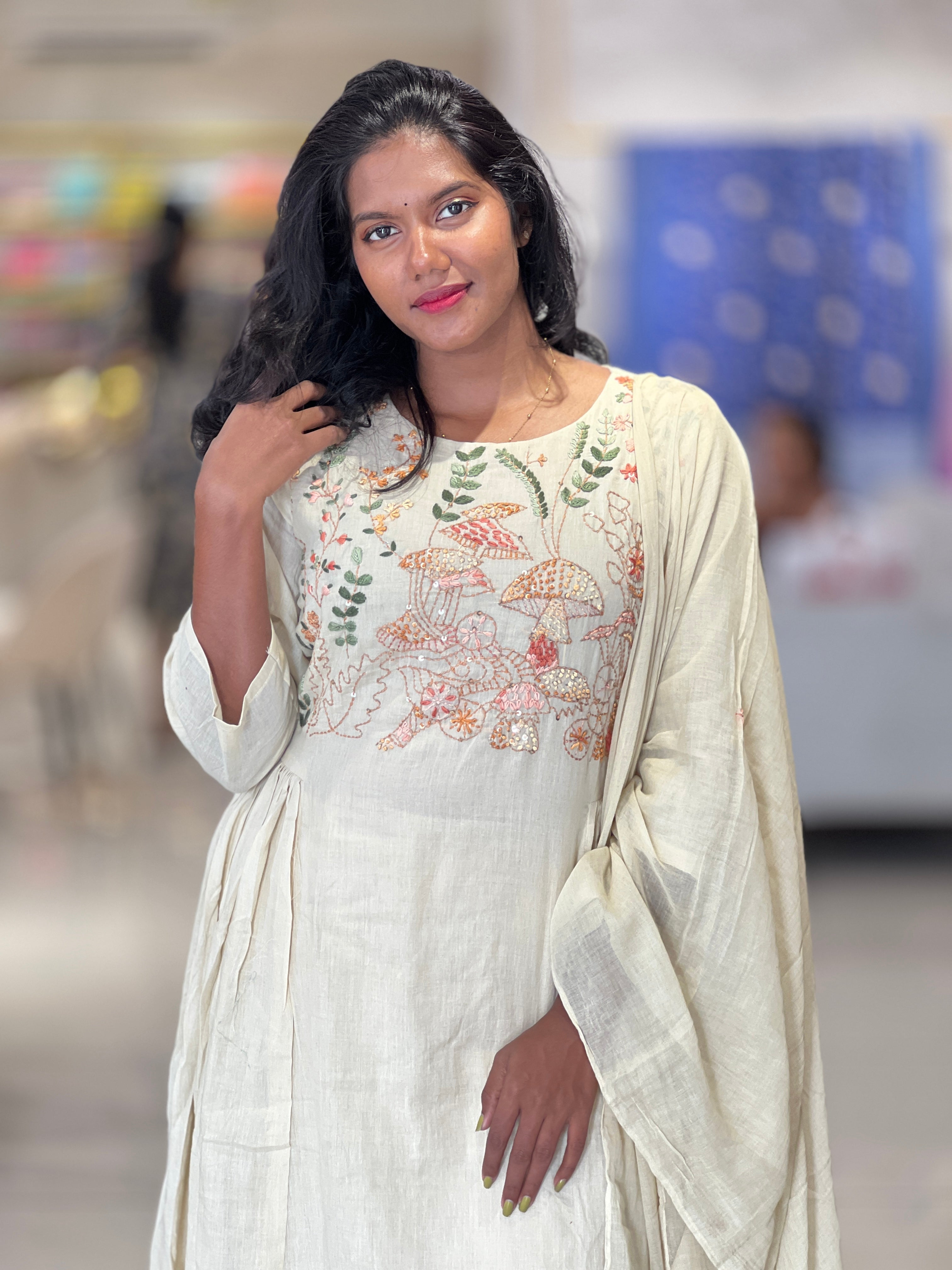Embroidery With Sequence Highlighted Cotton Kurta Set | KIA128