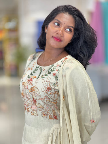 Embroidery With Sequence Highlighted Cotton Kurta Set | KIA128