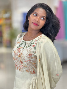 Embroidery With Sequence Highlighted Cotton Kurta Set | KIA128