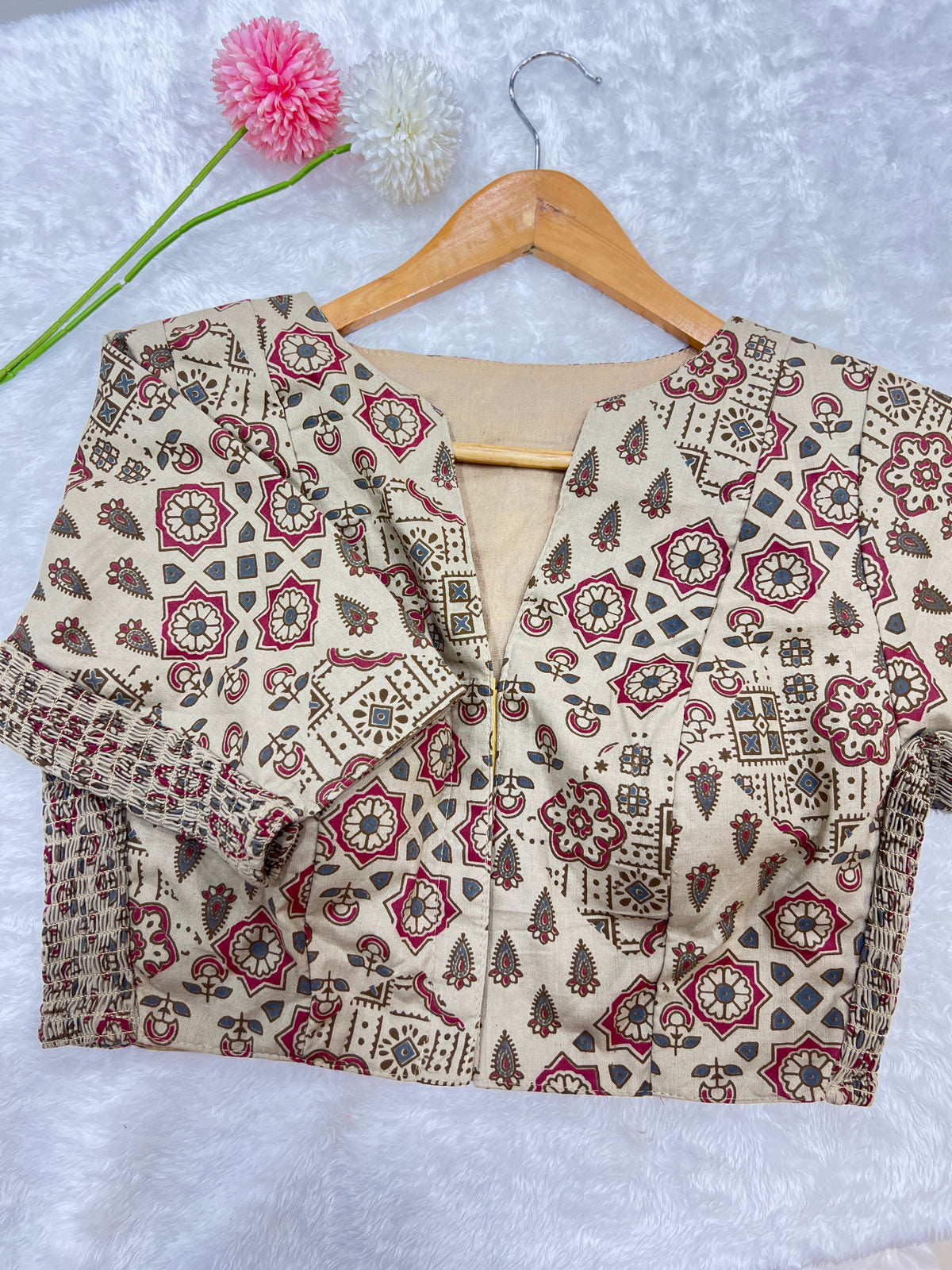Ajrak Printed Bhagalpuri Slub Cotton Ready-Made Blouse | SAA110