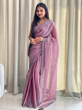 Stone Work Scallop Pattern Organza Saree | SBP424