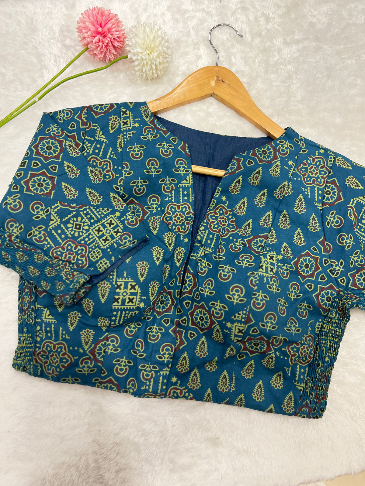 Ajrak Printed Bhagalpuri Slub Cotton Ready-Made Blouse | SAA112