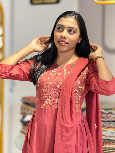 Embroidery With Sequence Highlighted Cotton Kurta Set | KIA127
