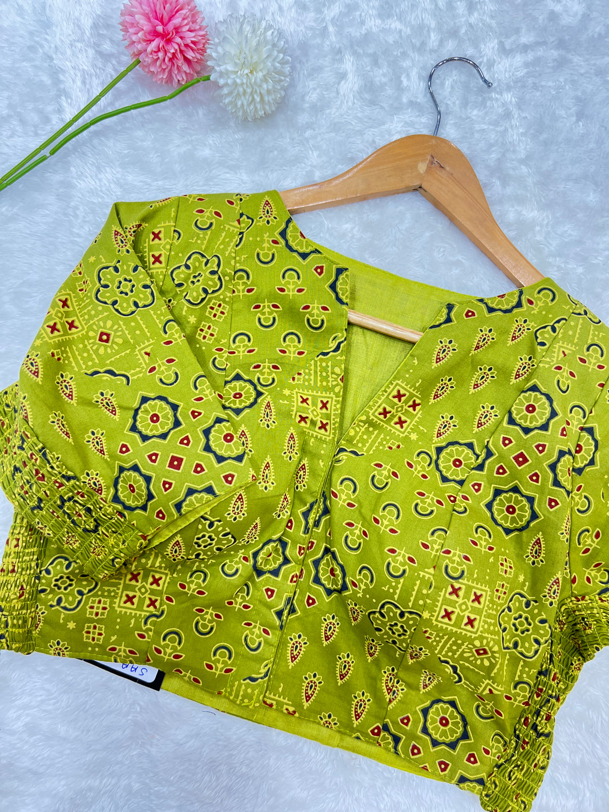 Ajrak Printed Bhagalpuri Slub Cotton Ready-Made Blouse | SAA116