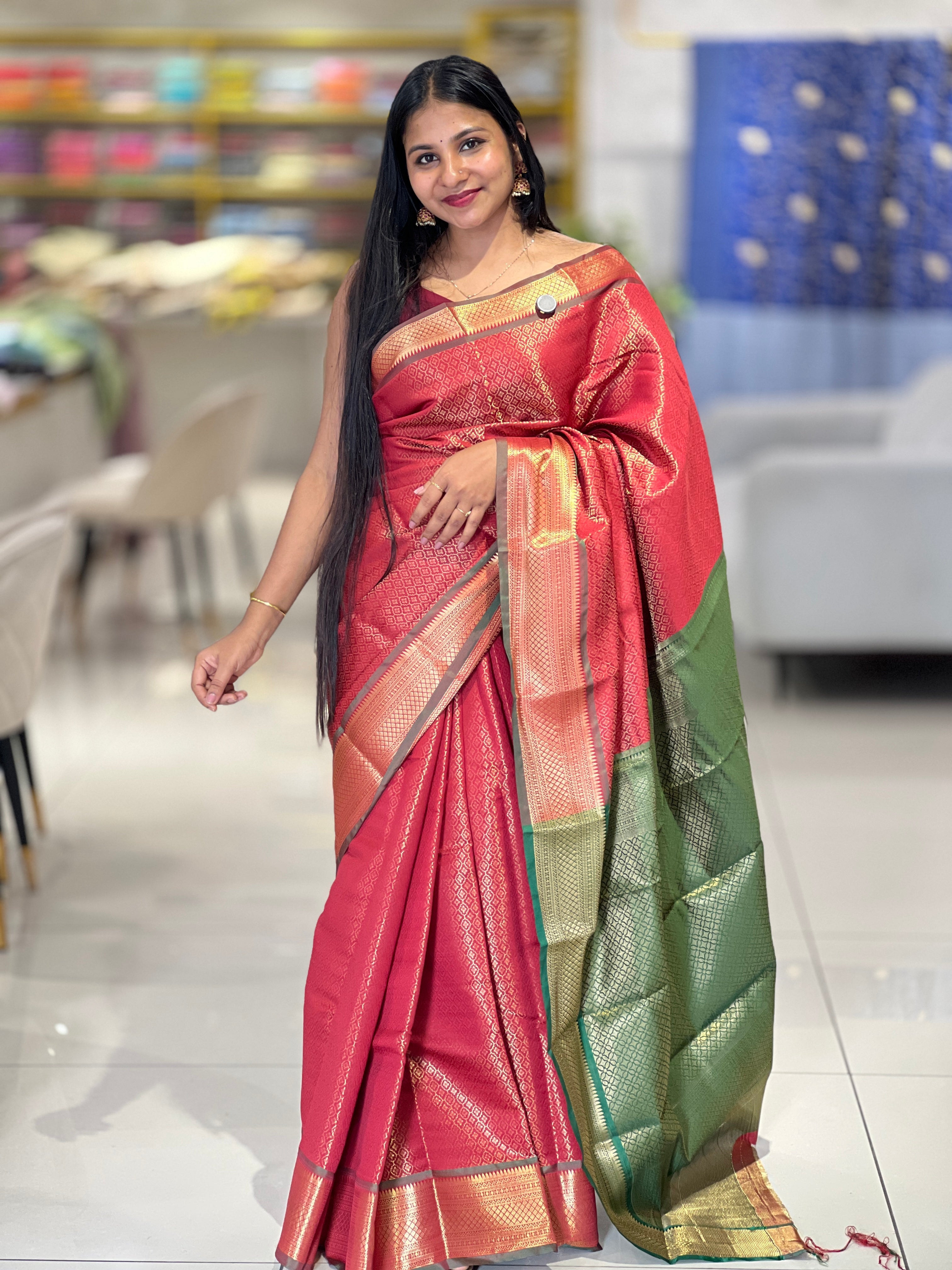 Zari Weaving Floral Patterned Semi Silk Saree | KAC194