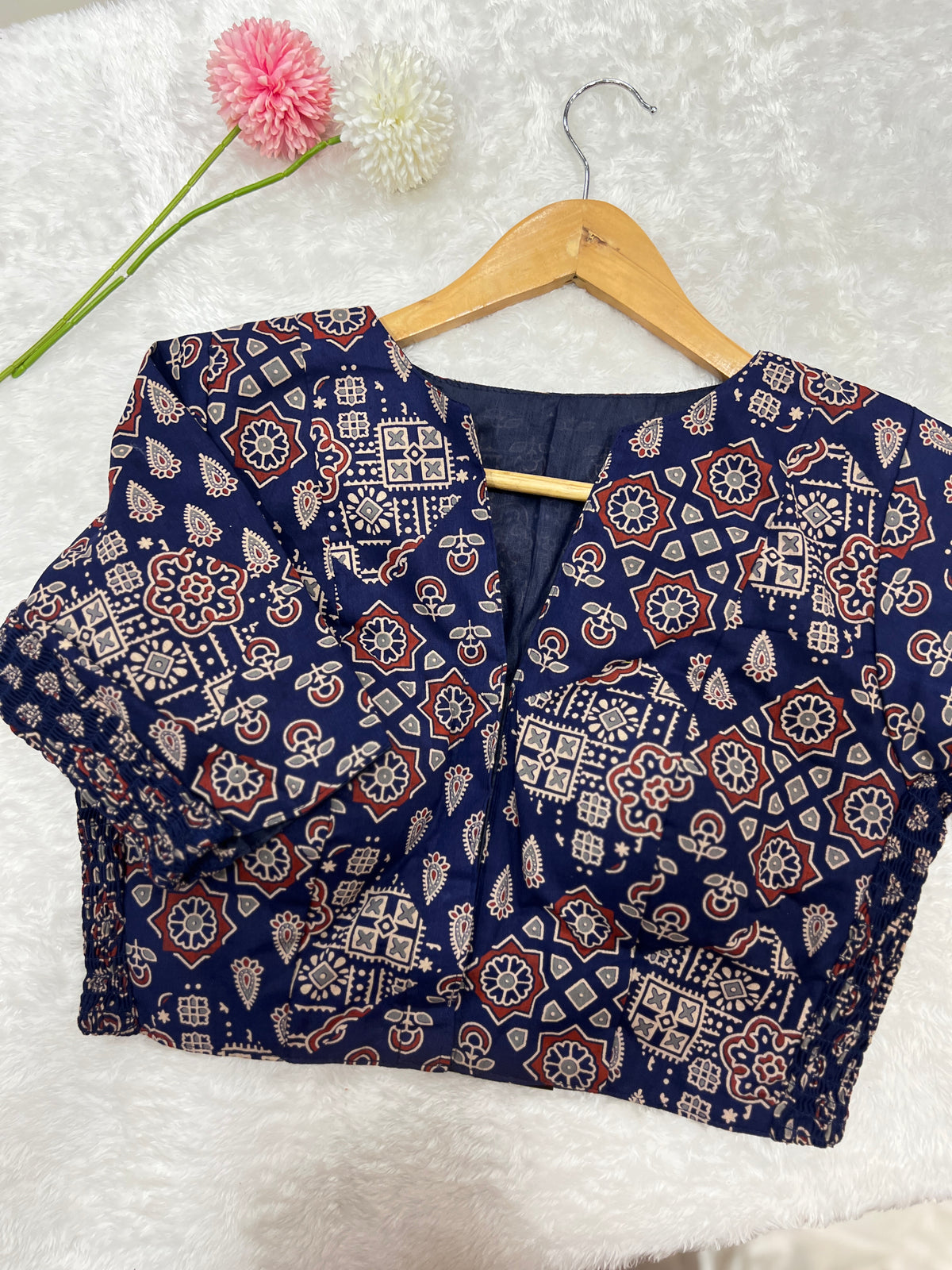 Ajrak Printed Bhagalpuri Slub Cotton Ready-Made Blouse | SAA111